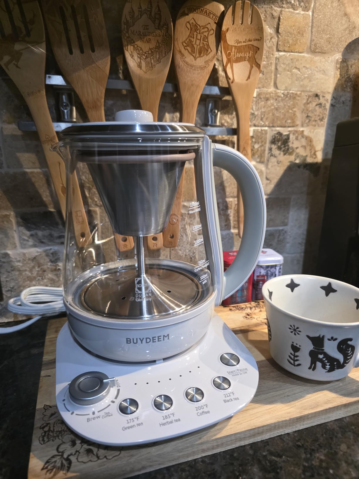 BUYDEEM K156 Tea Maker, Electric Kettle for Tea and Coffee Brewing, 1.6Qt | 6 Brew Strength Selection for Extracting, 4 Temperature Settings, Boil Dry Protection, 2 Hours Auto Keep Warm, Oat White customer photo 2
