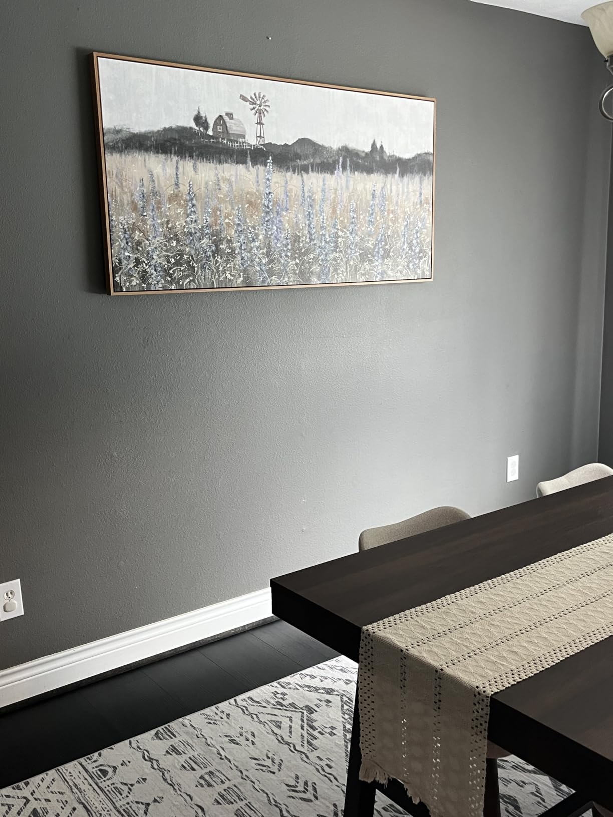 Nicetop Large Rustic Farmhouse Canvas Wall Art for Living Room 30x60inch | Vintage Cottagecore Landscape, Classical Countryside Scenery, Meadow with Flowers, Windmill Barn Hills Picture Bedroom Office customer photo 1