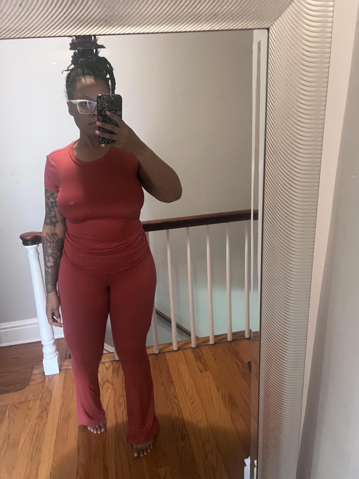 ANRABESS 2 Piece Lounge sets for Women | Soft Comfy Stretchy, Crop Top & Foldover Flare Leggings, Yoga Workout Matching Outfits, Trendy Y2k, Summer Wear Fall Layer customer photo 2