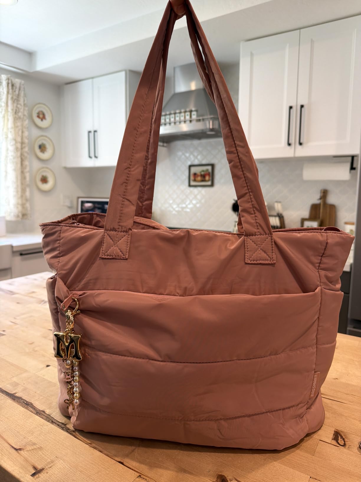 Puffy Tote Bag for Women, Lightweight Work Tote Handbag customer photo 2