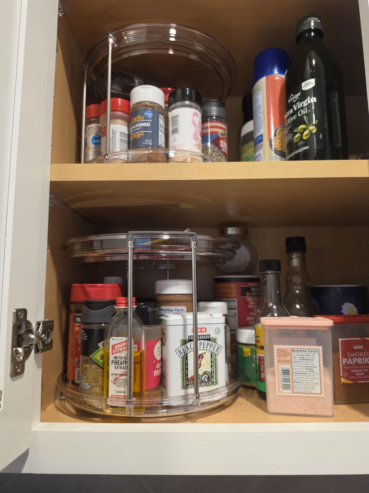 LAMU 2 Tier Lazy Susan Turntable Organizer 9.25'' Rotating Spice Rack Organization for Cabinet, Kitchen, Pantry, Countertop, Bathroom, Vanity, Medicine Cabinet Organizer, Clear customer photo 2
