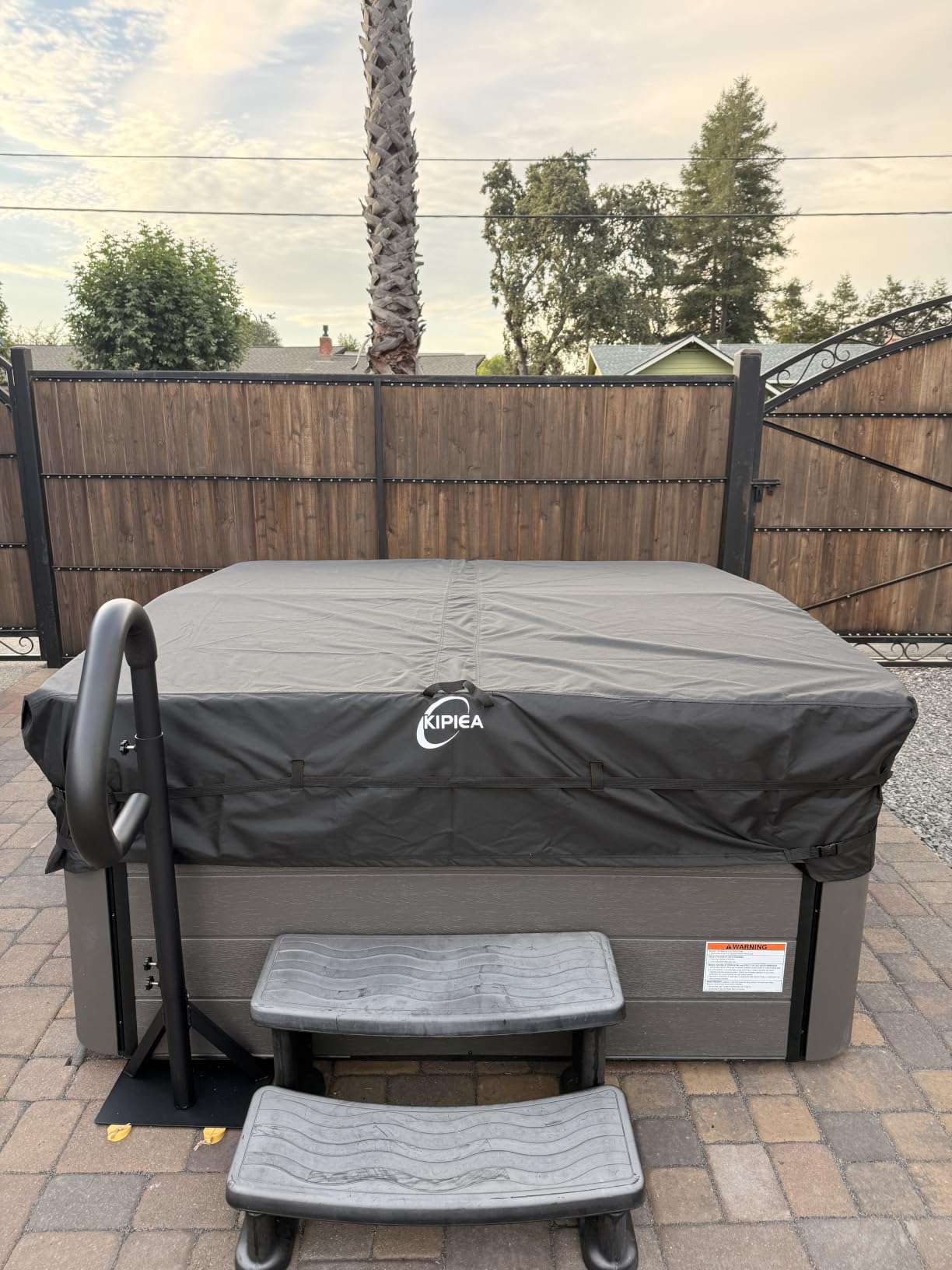 Kipiea 600D Outdoor Waterproof Square Hot Tub Cover Protector, Heavy Duty Polyester SPA Cover UV Protection Cover 85