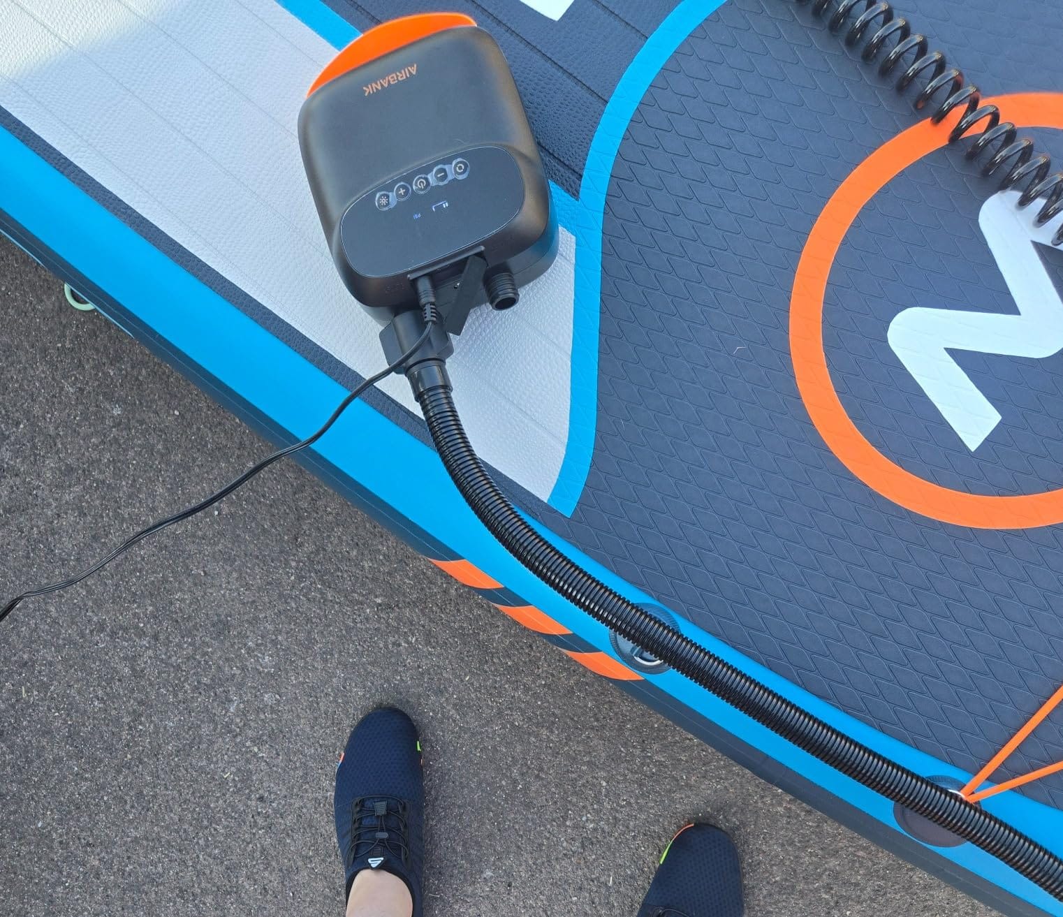 AIRBANK Paddle Board Pump Electric 20PSI The Puffer Pro, Portable SUP Pump, Dual-Stage Inflation & Auto-Off Air Pump for Stand up Paddle Boards, Kayak, Inflatables, Boats, Tent, Kite Wings customer photo 1