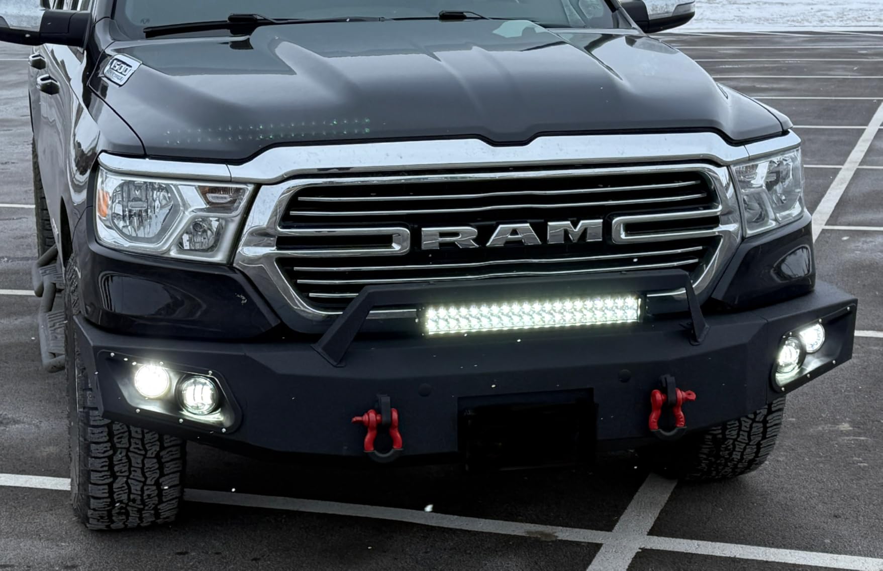 YZONA Steel Front Bumper Compatible with Ram 2500 3500 2010-2018 | Winch Plate, 5 LED Lights, License Bracket, Sensor Holes & Heavy Recovery D-Rings customer photo 2