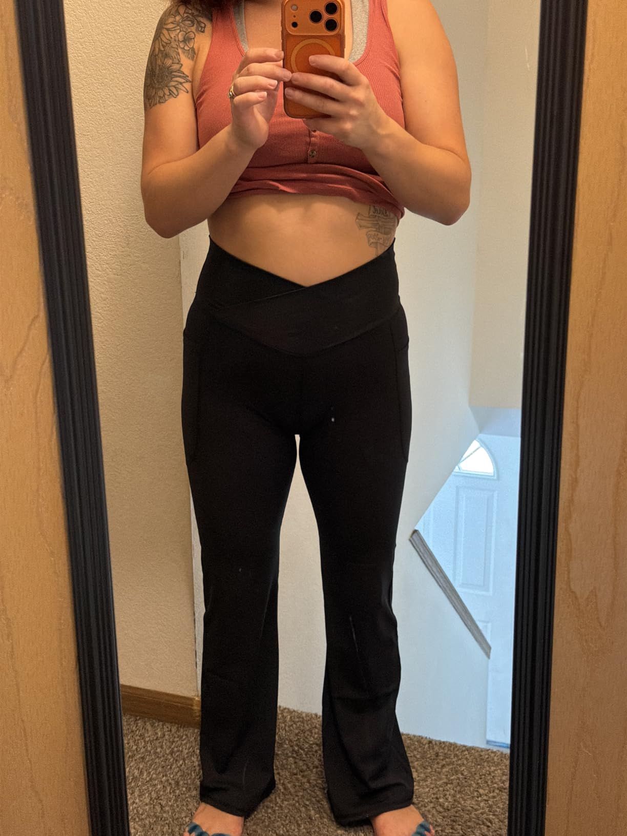 FOHOFO Yoga Pants Women, Flare Leggings for Women with Pockets Crossover High Waisted Bootcut Yoga Pants customer photo 1