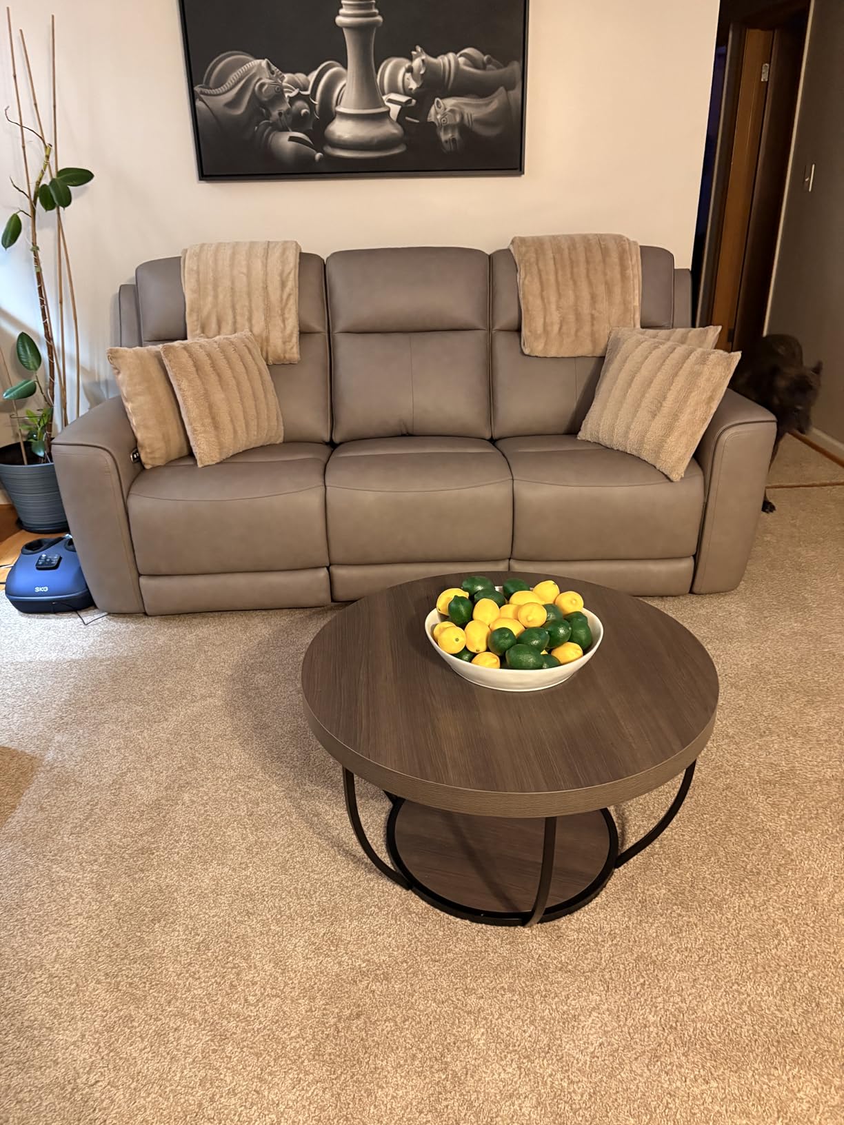Tribesigns Round Coffee Table with Storage, 31.7
