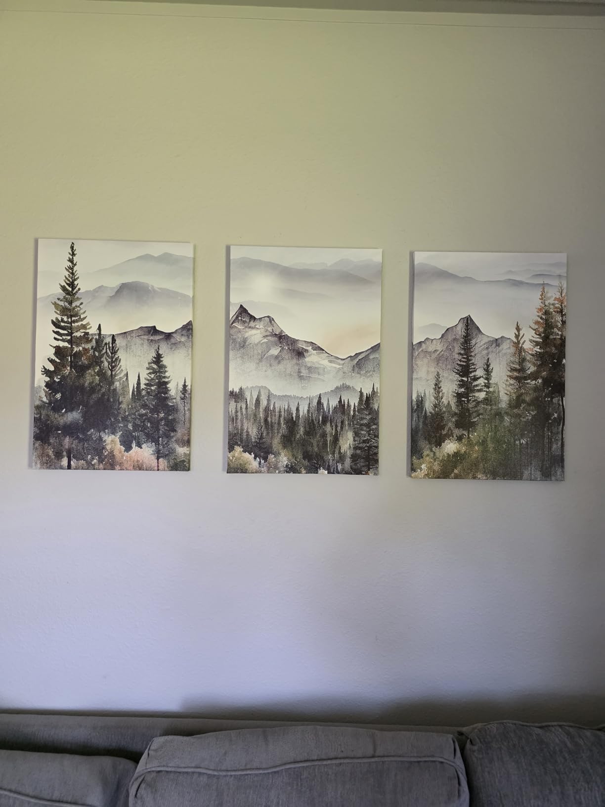 MHARTK66 Large Size Wall Art for Living Room Modern Wall Decor for Bedroom Office Decor Abstract Mountain Forest Landscapes Ink Painting 3 Piece Framed Canvas Art Prints Ready to Hang Wall Pictures customer photo 1