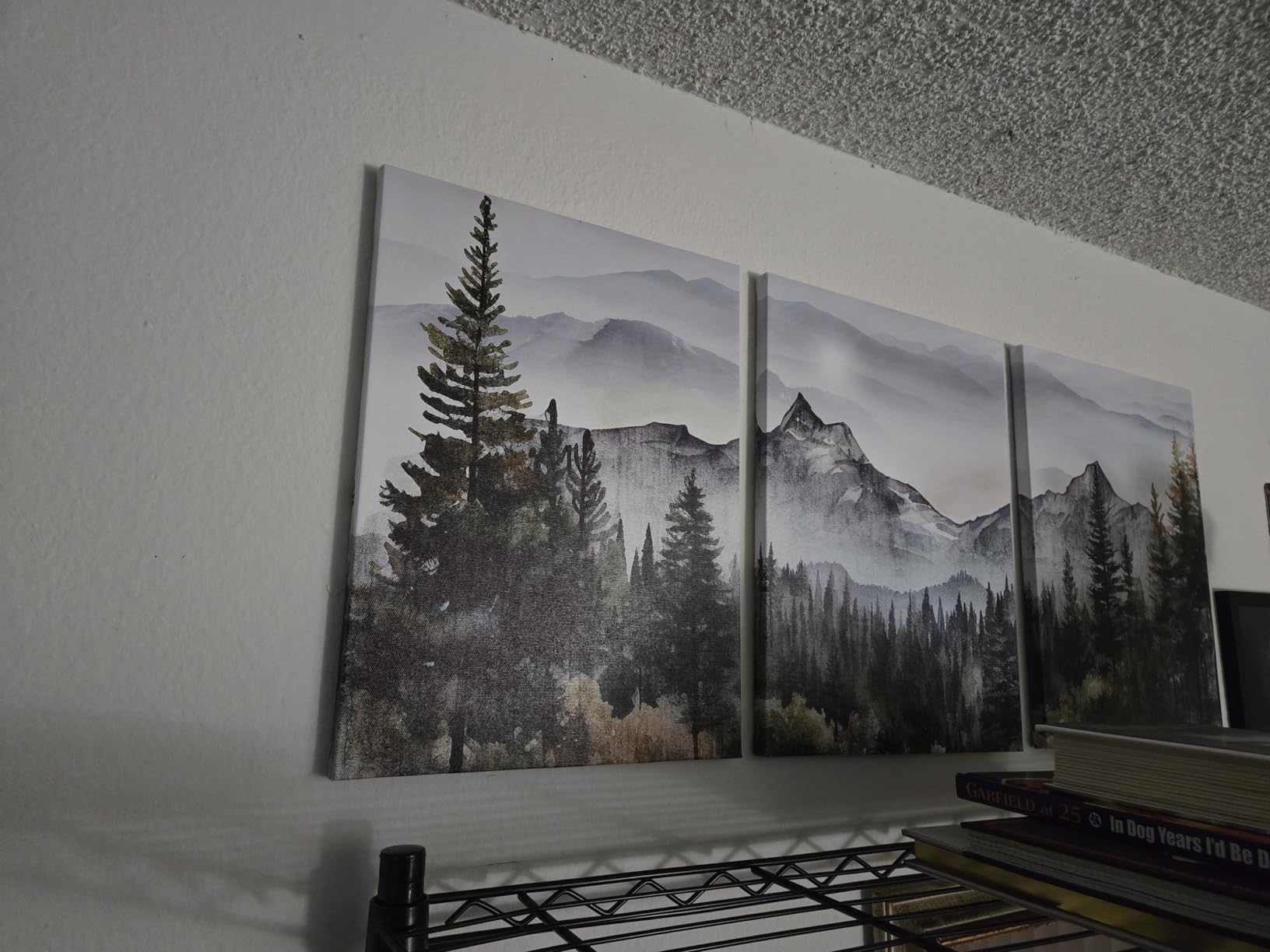MHARTK66 Large Size Wall Art for Living Room Modern Wall Decor for Bedroom Office Decor Abstract Mountain Forest Landscapes Ink Painting 3 Piece Framed Canvas Art Prints Ready to Hang Wall Pictures customer photo 2