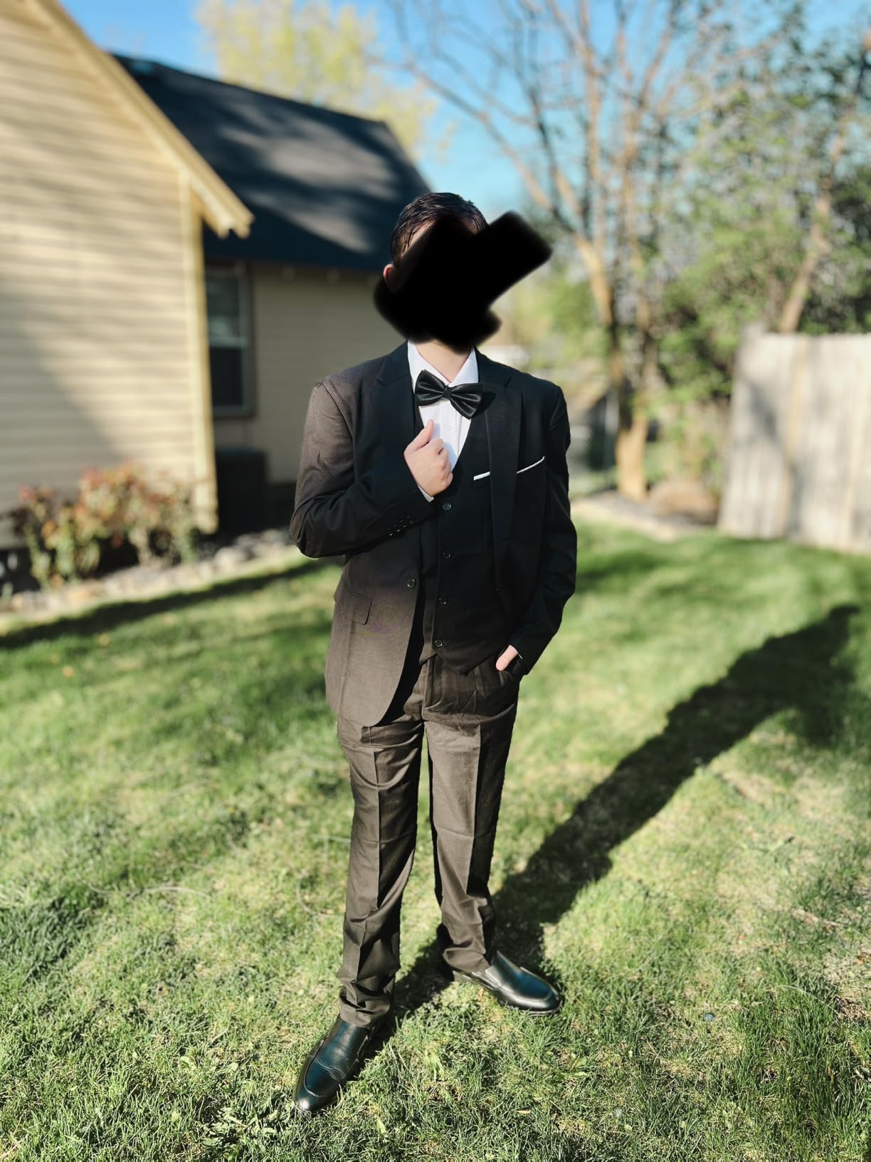 Mens 3 Piece Suits One Button Slim Fit Tuxedo Suit Set | Business Prom Wedding Party Suit, Solid Jacket Vest Pants, Notched Lapel customer photo 2