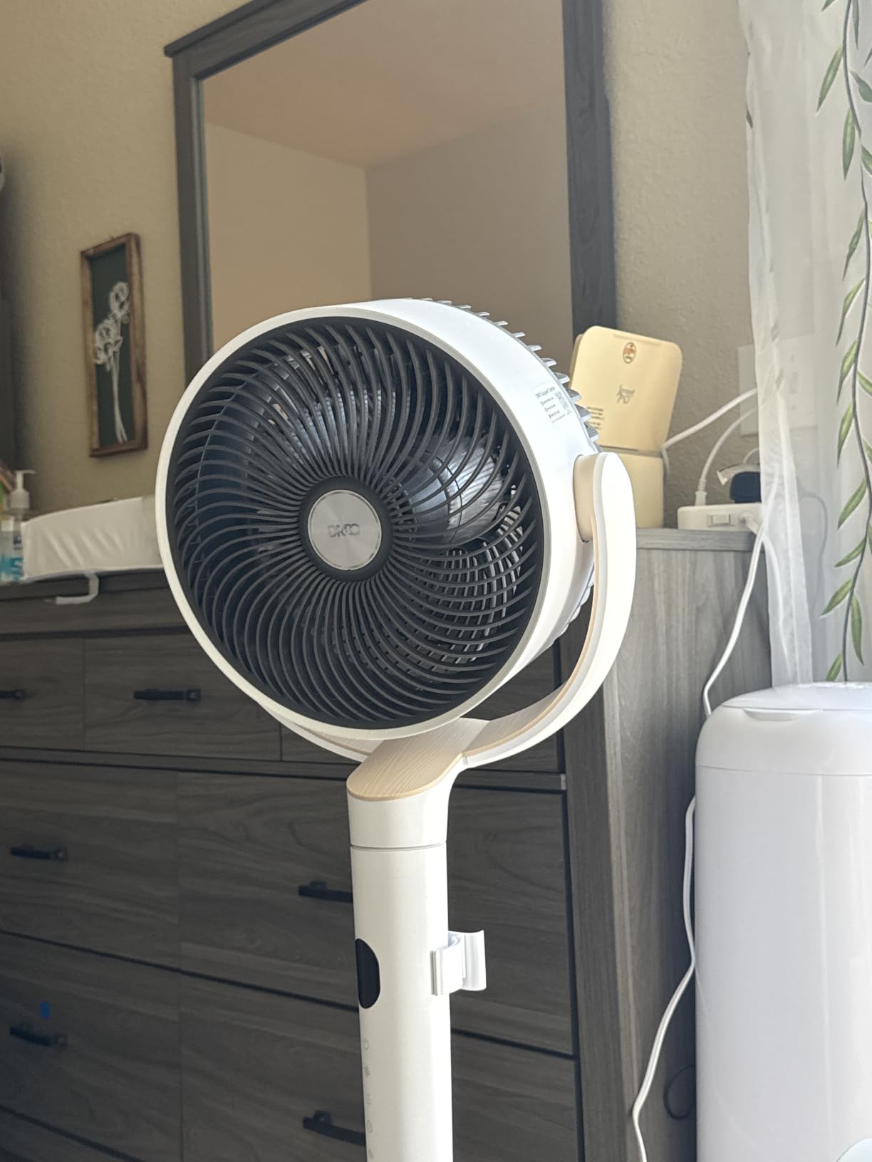 DREO Fan for Bedroom, 120° Oscillating Standing Fans, Quiet Floor Fan with DC Motor, 100ft Pedestal Fans for Room, 9 Speeds, 4 modes, 20dB, 120° Manual Vertical, 37-42