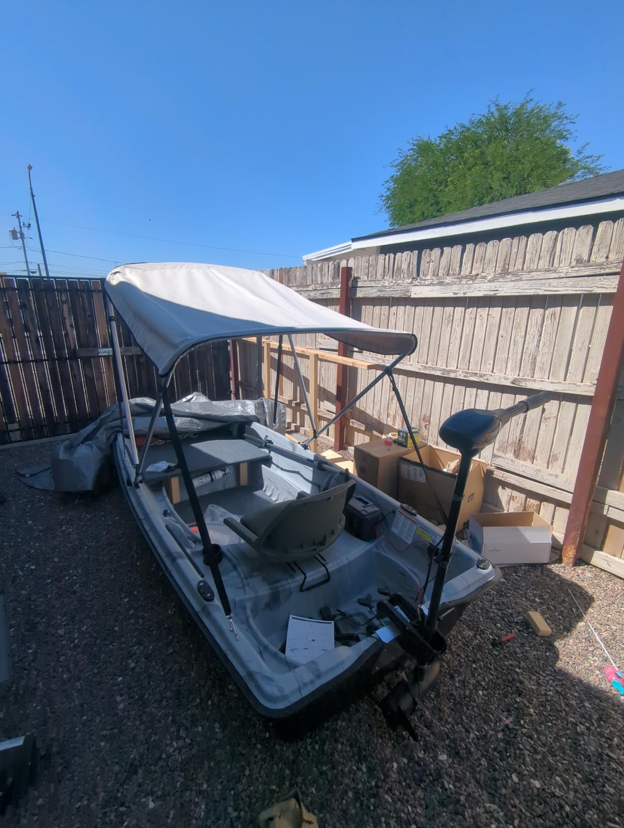 KEMIMOTO Bimini Top for Boat, Bimini Tops Cover 600D Marine Grade Canvas Boat Canopy with 6ft Length 54 in - 96 in Width 46 in Height, Includes Mounting Hardware, Straps Rear Support Poles customer photo 1