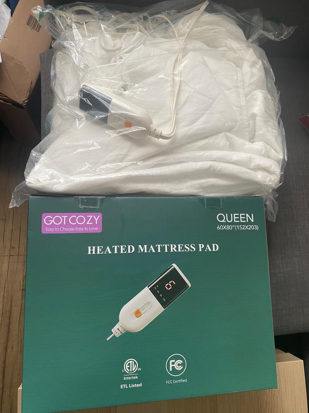 GOTCOZY Heated Mattress Pad Queen Size-Heated Pad for Bed Warmer(White) | Adjustable Heat & Timer Settings, Electric Mattress Pad 60x80in with Dual Control, Machine Washable, Fit Up to 15
