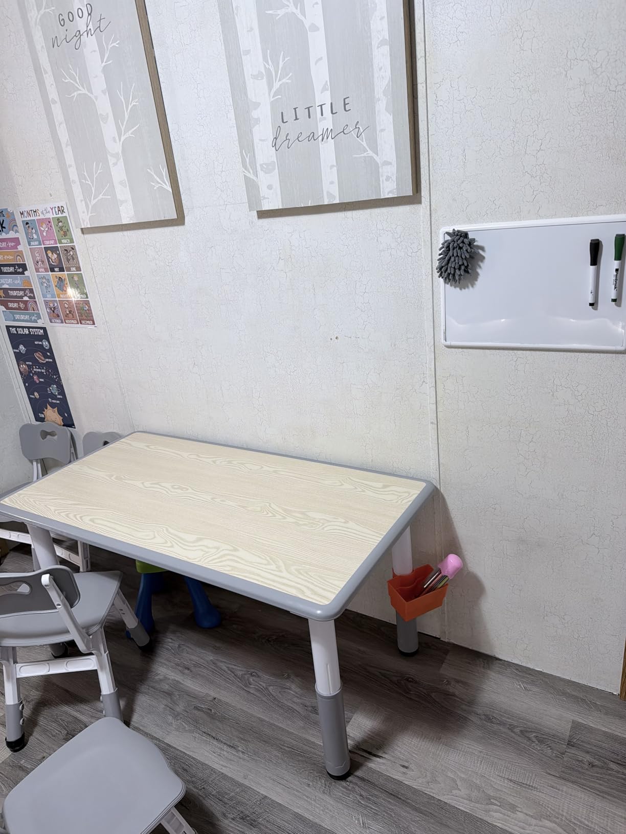 Kids Table and Chair Set for Toddlers - Adjustable Activity Center with Non-Slip Legs & Graffiti-Proof Surface Ages 3-12 customer photo 1