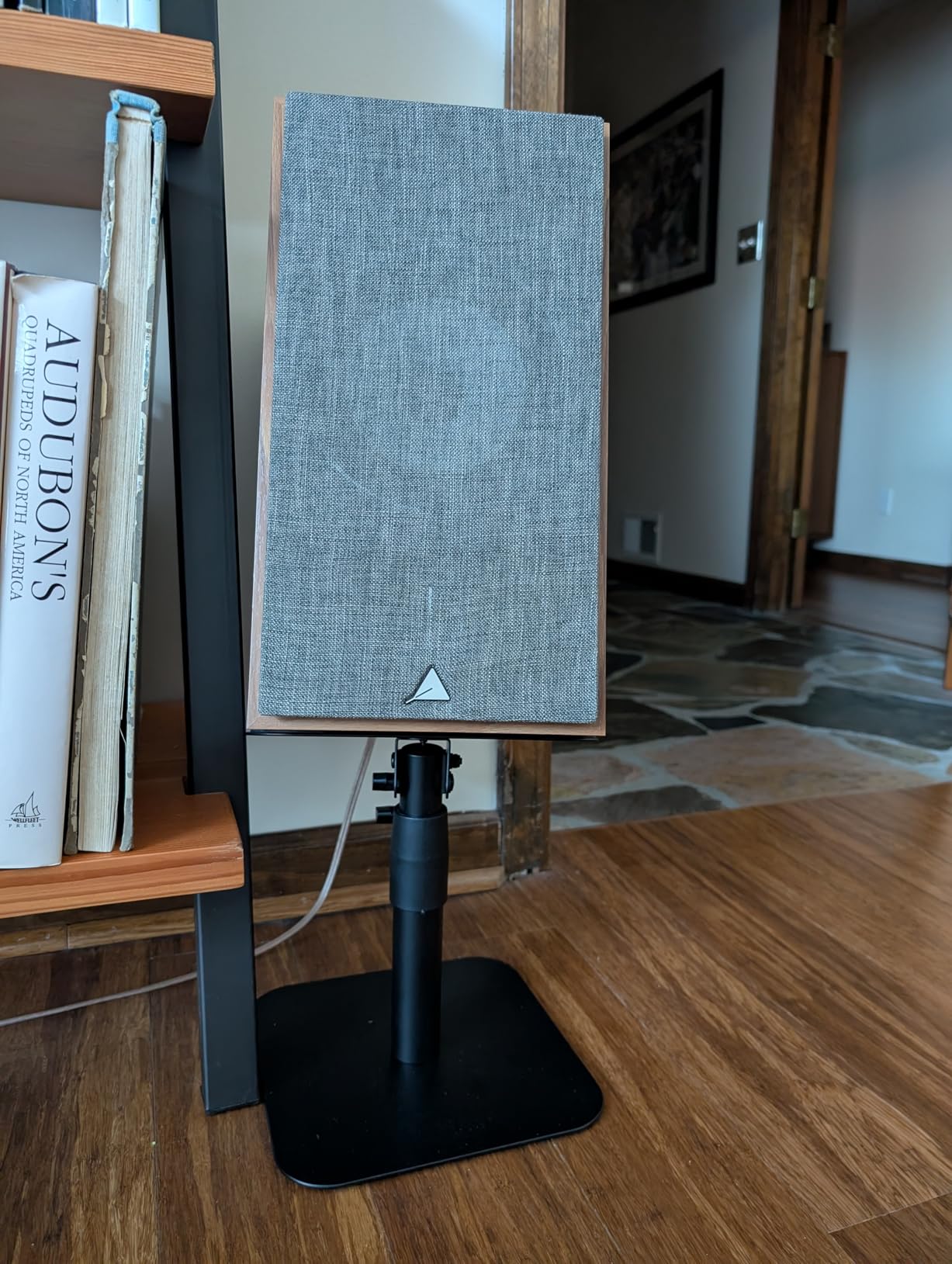 Monoprice Desktop Freestanding Speaker Stands Pair Adjustable with Cable Management, for Medium/Large Bookshelf Studio Monitor Speakers customer photo 1