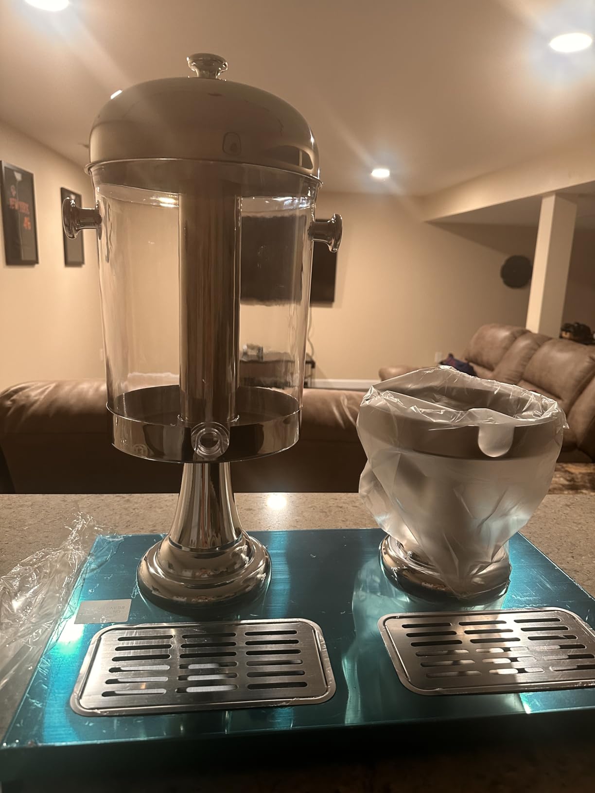 4.4 Gallon Beverage Dispenser with Ice Core | Stainless steel drink dispenser with stand and ice core for cold drinks, juice, lemonade, iced tea, parties, and events. customer photo 1