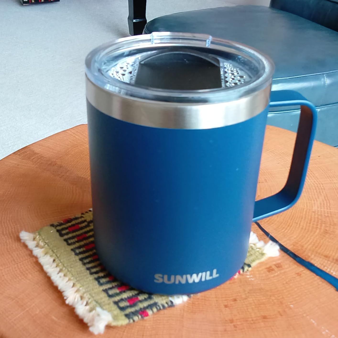 SUNWILL Travel Coffee Mug Set of 2, Insulated Tumbler with Lid, 14oz Stainless Steel Cup with Handle for Camping, Office, Home, Powder Coated Cream & Taupe customer photo 2