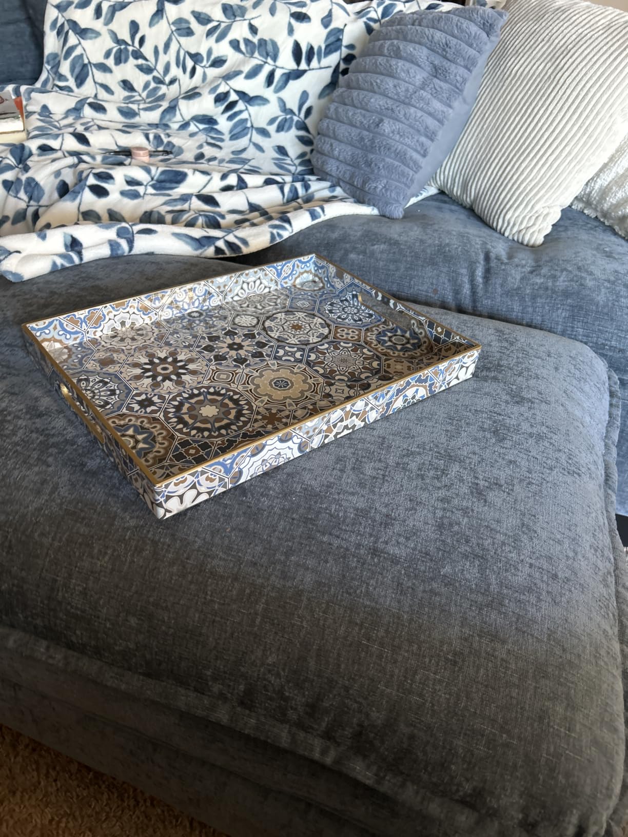 AGIOTA Coffee Table Trays for Living Room Serving Tray with Handles, Modern Large Tray for Ottoman Coffee Table customer photo 2