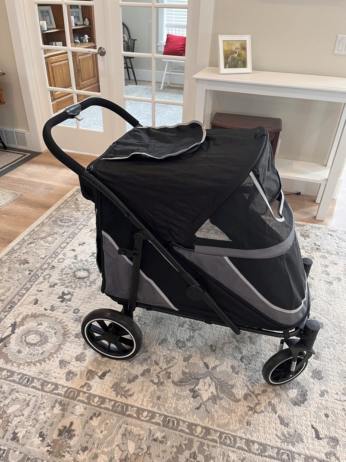 Dog Stroller for Medium/Large Dogs One-Click Folding, Extra Large Pet Stroller for 2 Dogs with Storage Pocket & Shock Absorption, Up to 130 lbs, Grey customer photo 2
