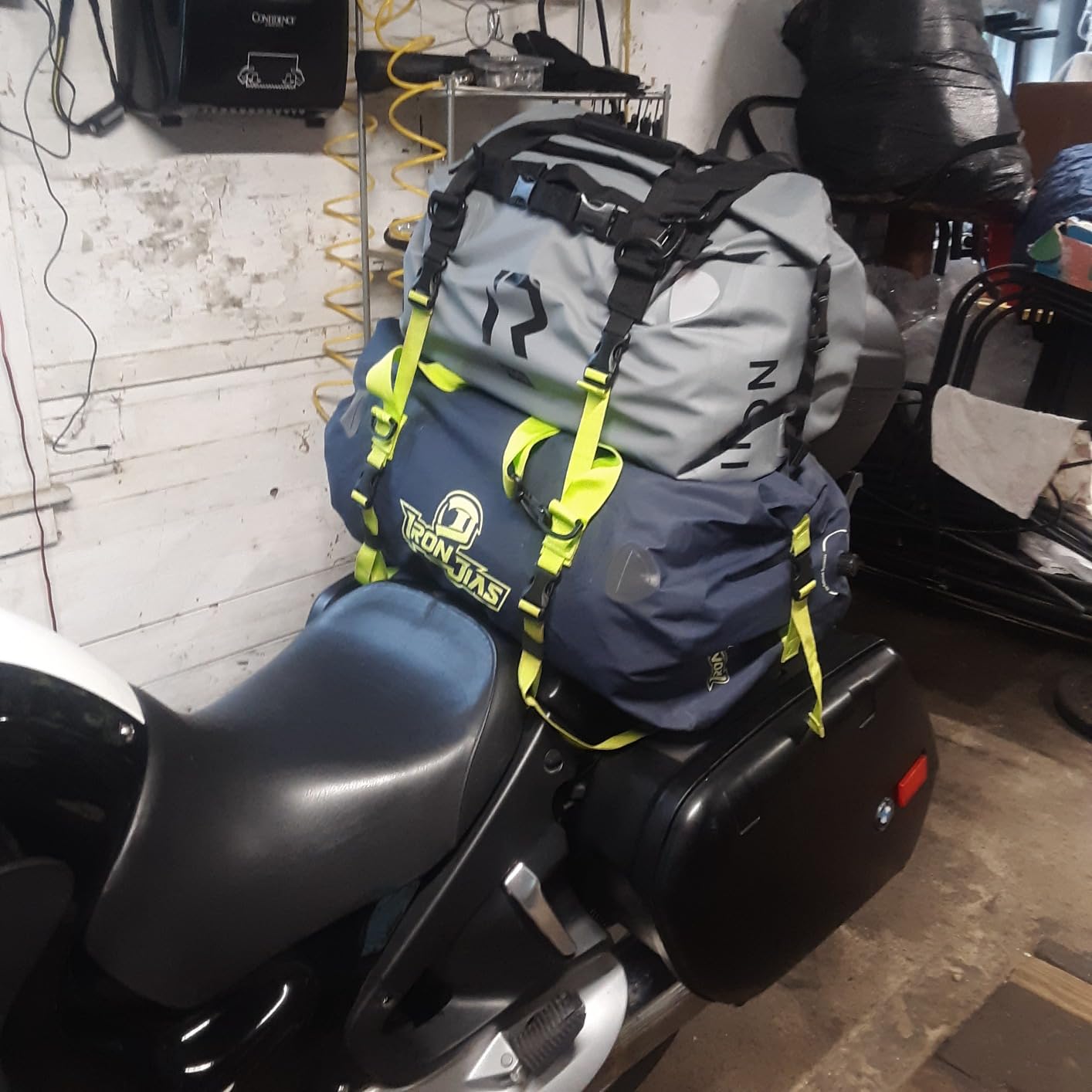 BORLENI Waterproof Motorcycle Duffel Bag Tail Bag 50L Dry Bags Luggage with Roll Top Closure, Shoulder Straps, Inner Pocket and Mesh Pocket customer photo 1