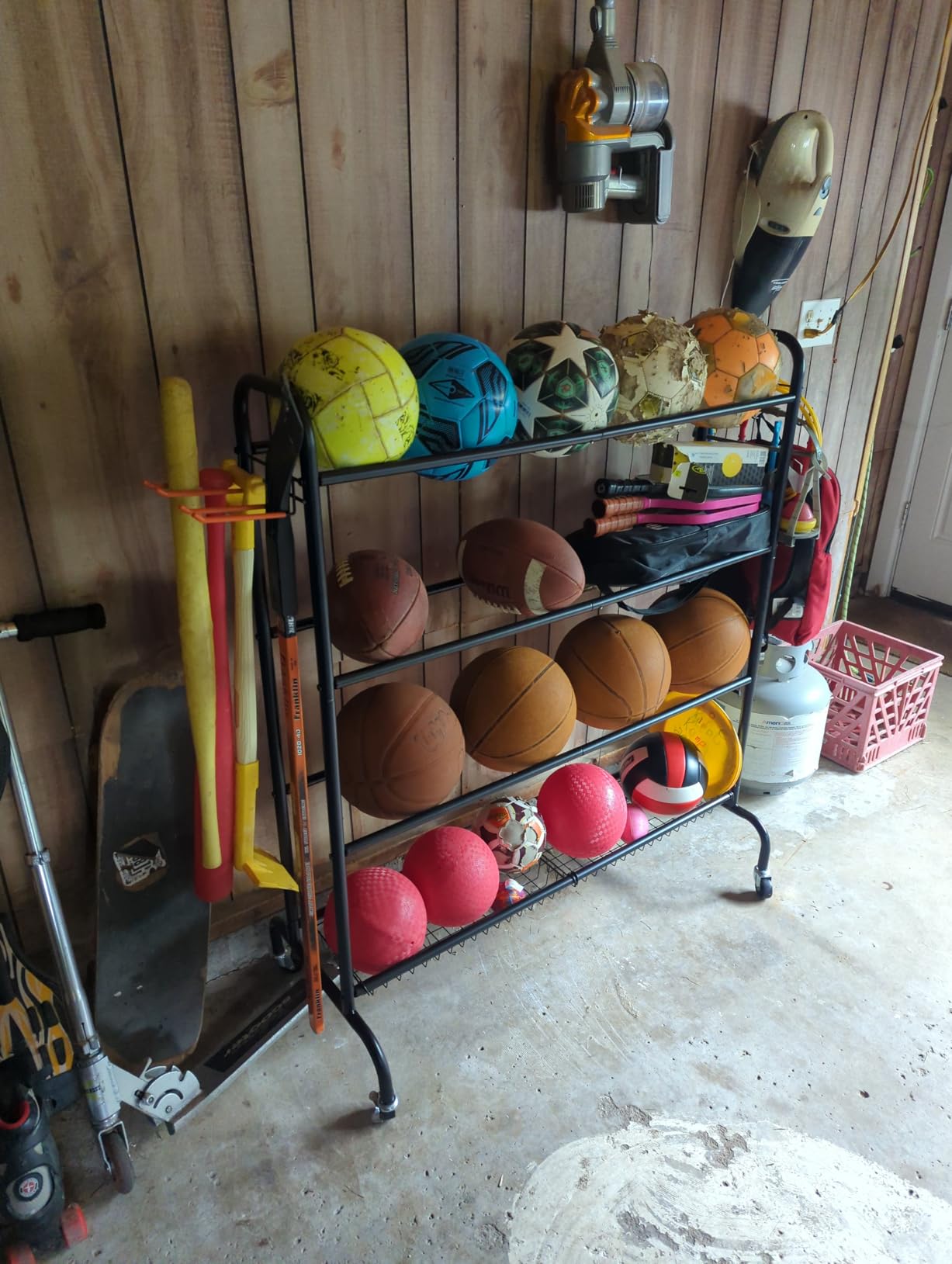 EXTCCT Ball Storage Rack with Wheels for Garage, Sports Equipment Organizer customer photo 2