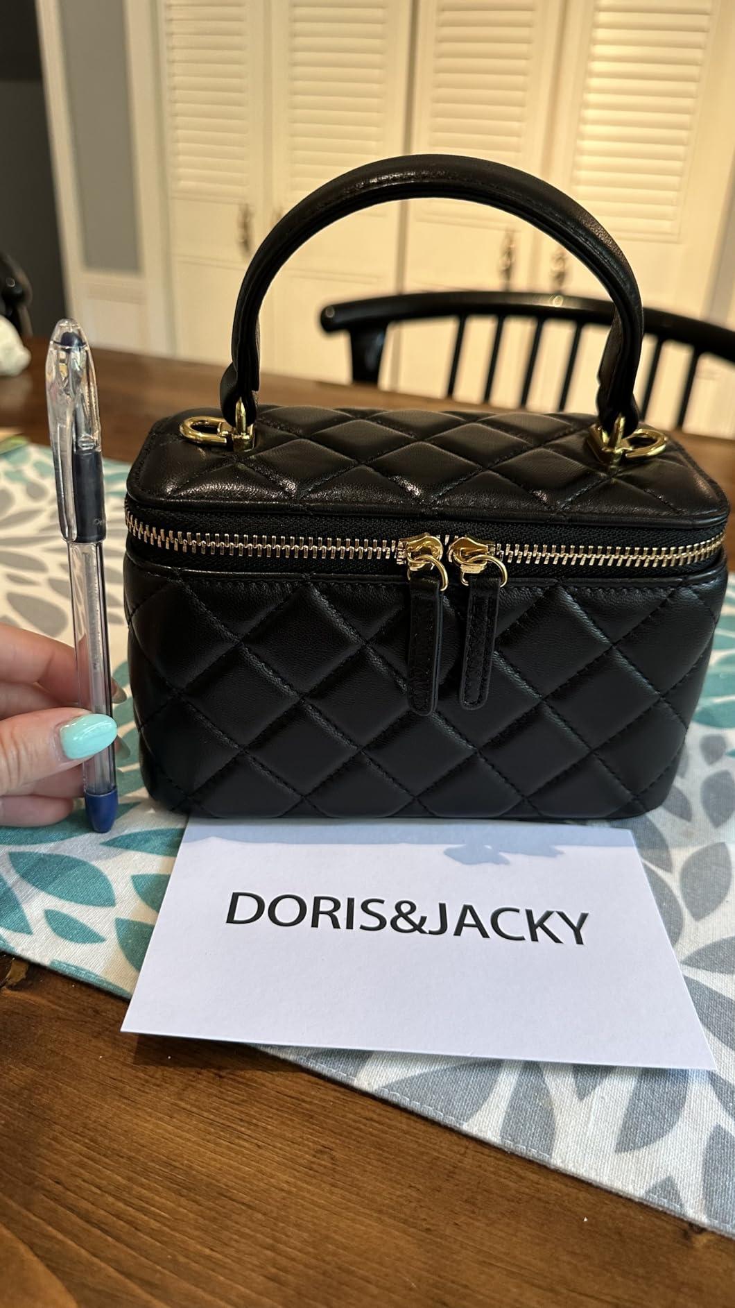 DORIS&JACKY Small Quilted Box Crossbody Purse For Women, Designer Lambskin Leather Mini Top Handle Tote Bag With Chain Strap customer photo 2