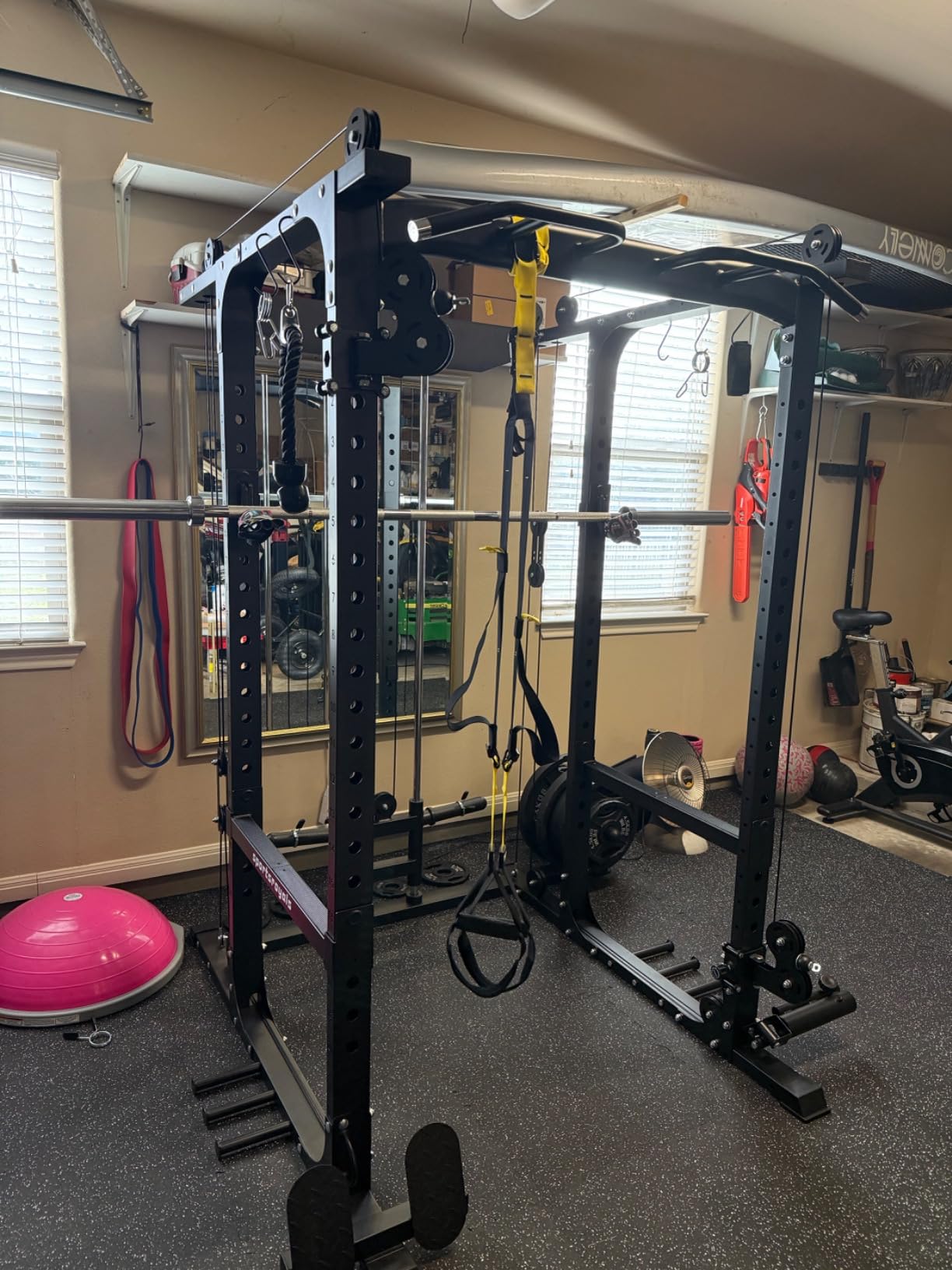 SPORTSROYALS Power Rack, Multi-Functional Power Cage, Squat Rack with Pulley System & LAT Pull Down customer photo 1