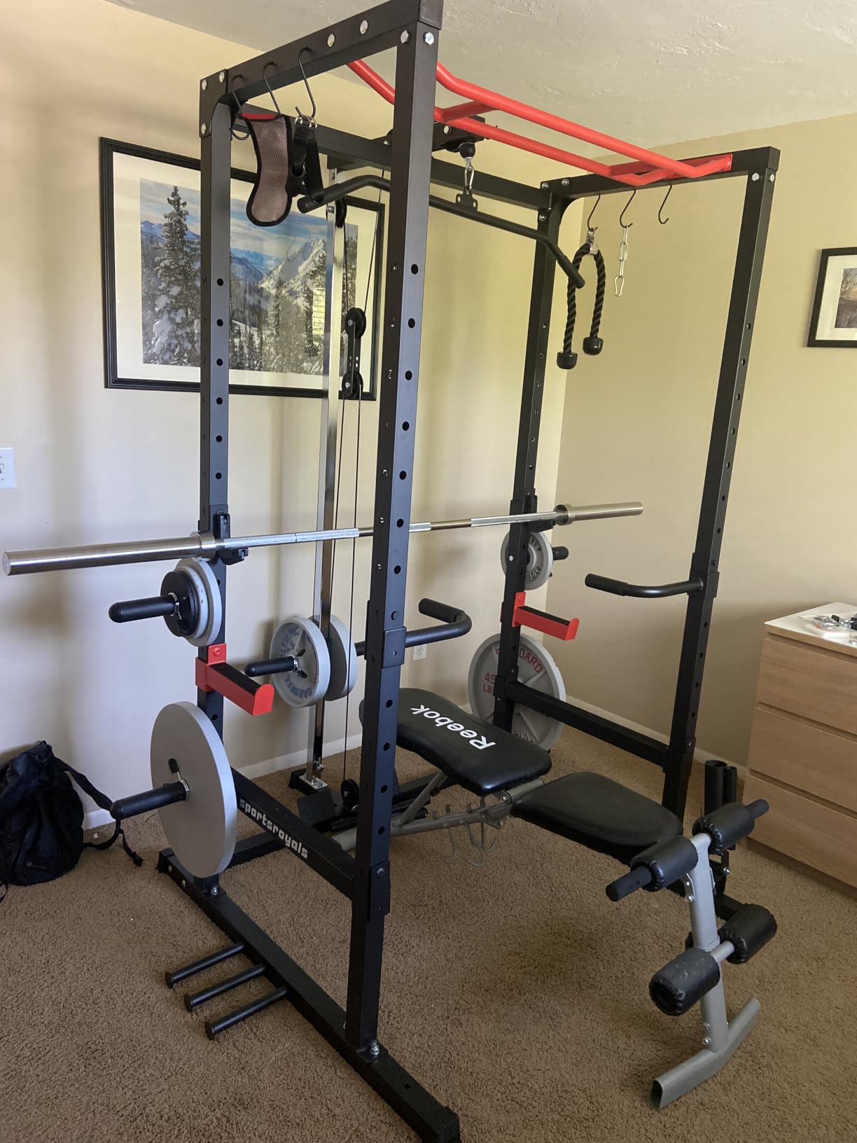 SPORTSROYALS Power Rack, Multi-Functional Power Cage, Squat Rack with Pulley System & LAT Pull Down customer photo 2