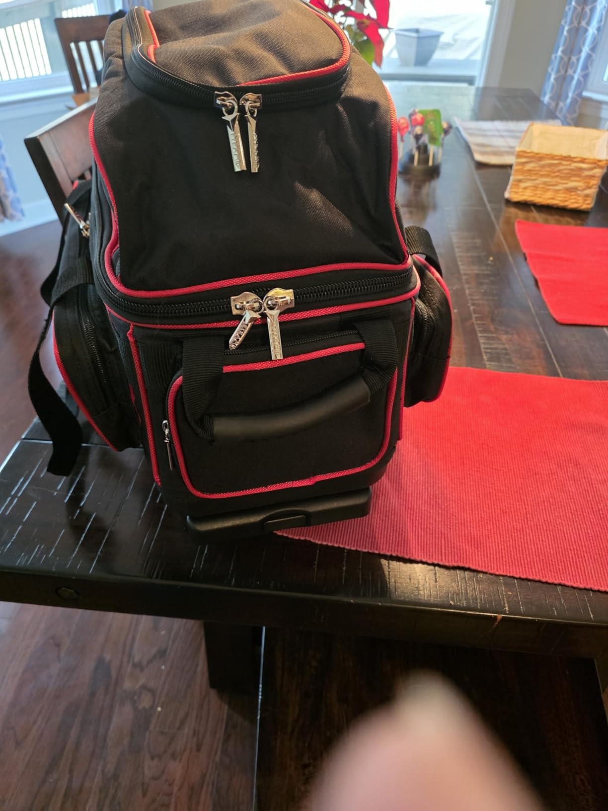 Pyramid Deluxe Double Roller 2 Ball Bowling Bag with Large Separate Shoe Compartment (Up To 2 Pairs Of Shoes) and Accessory Pockets, Sturdy Square Handle - Extends to 40