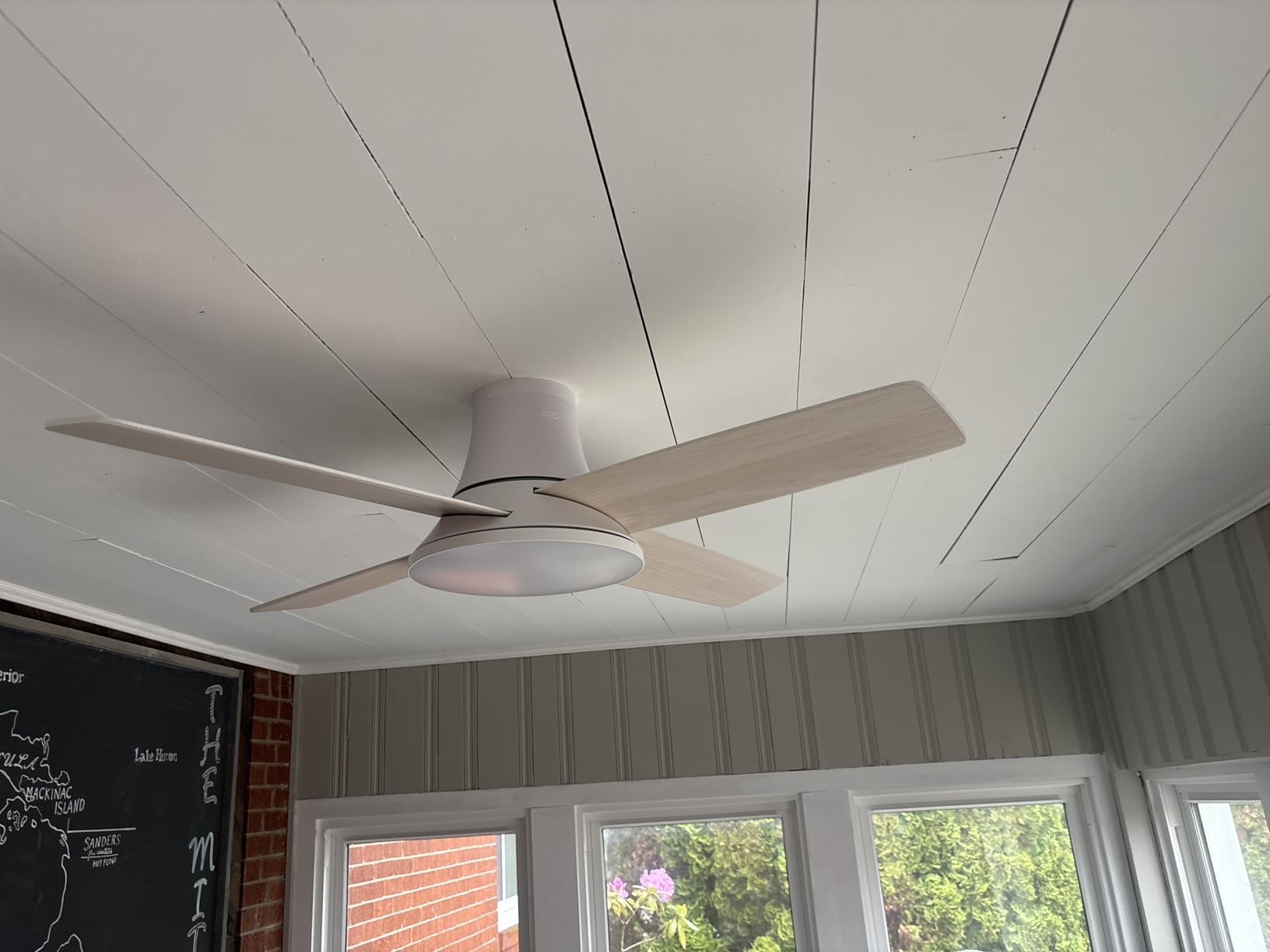 DREO Ceiling Fans with Lights, 44'', RGBIC Flush Mount Smart Ceiling Fan | Quiet DC Motor for Bedroom, Dimmable LED, 12 Speeds & 3 Fan Modes, Low Profile Easy Install, 12H Timer, App & Remote Control customer photo 1