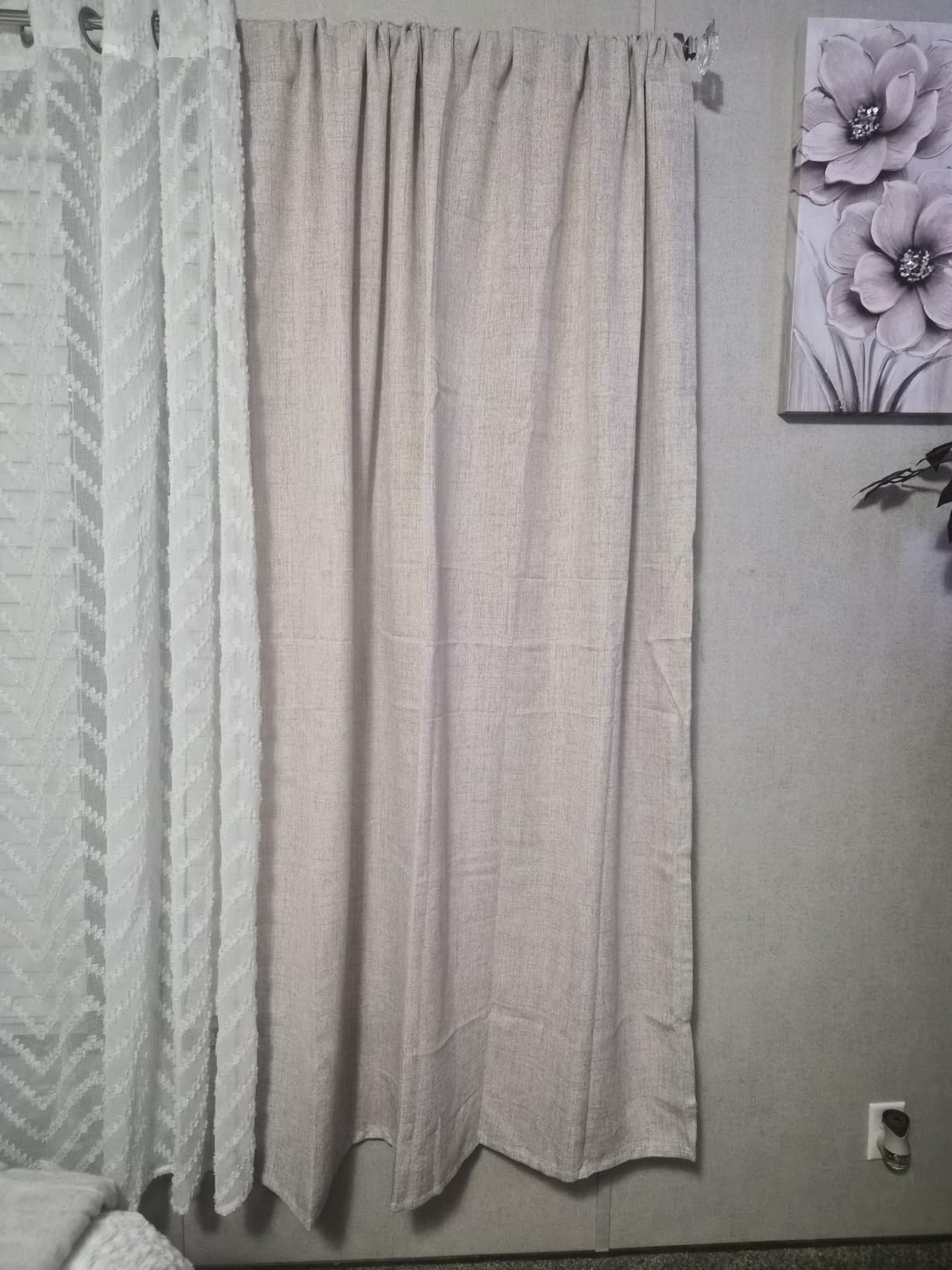 YoungsTex Short Linen Kitchen Curtains 40 Inch Length for Window Over Sink | Semi Sheer Cafe Drapes Light Filtering with Rod Pocket Back Tab for Bathroom, 42 X 40 Inch, 2 Panels customer photo 2