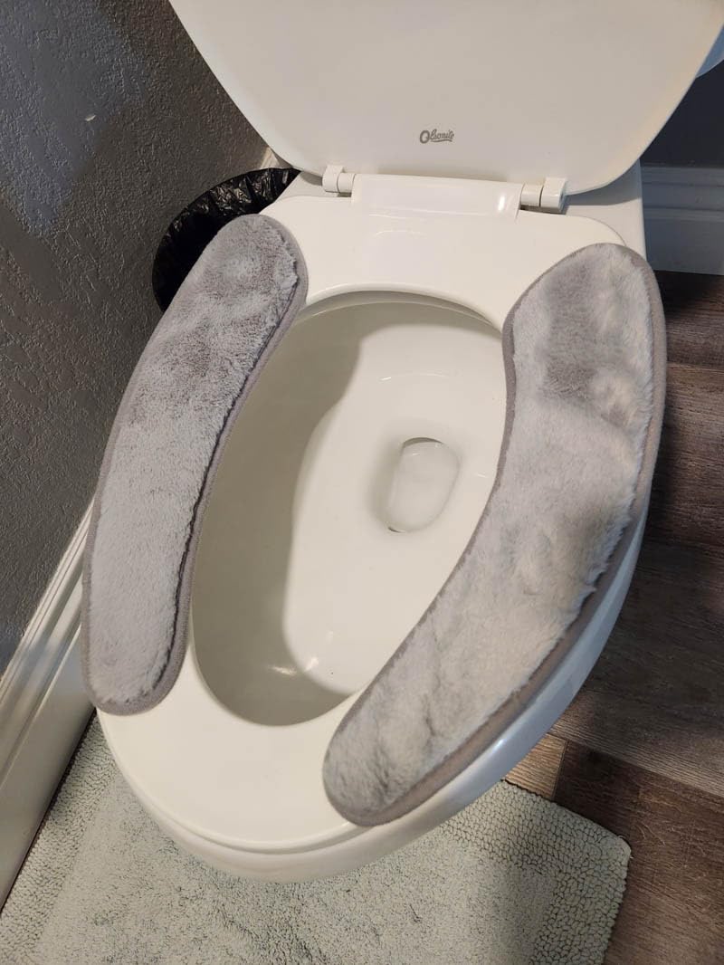 Thick and Warm Toilet Seat Cushion Cover with Sticky Cushion, TPR Back Adhesive (Green) customer photo 2