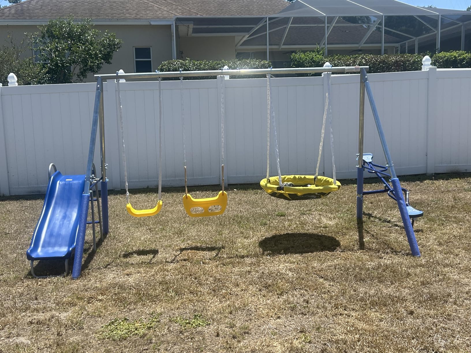 Sportspower Taylor 700lbs Galvanized Metal Swing Set for Kids for Backyard & Outdoors with Teeter-Totter, Saucer & Standing Swings, & 5ft Slide, 7.55' D x 13.88' W x 6.07' H, Bonus Anchor Kit customer photo 1