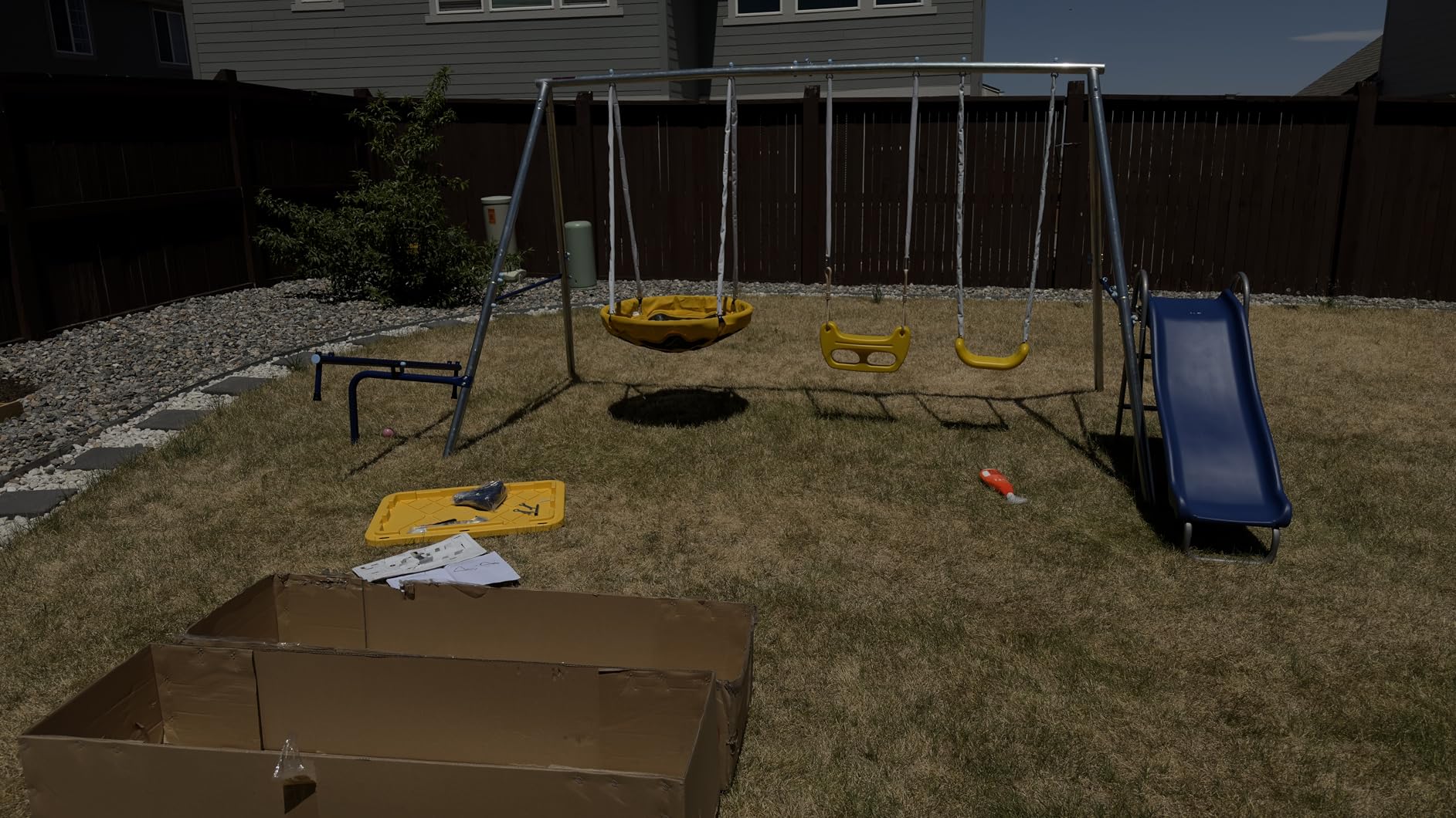 Sportspower Taylor 700lbs Galvanized Metal Swing Set for Kids for Backyard & Outdoors with Teeter-Totter, Saucer & Standing Swings, & 5ft Slide, 7.55' D x 13.88' W x 6.07' H, Bonus Anchor Kit customer photo 2