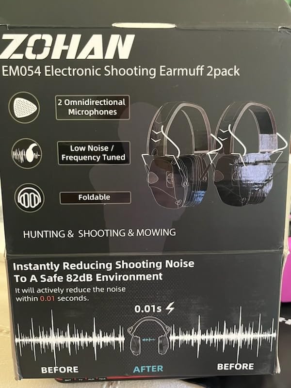 ZOHAN Electronic Shooting Earmuffs Built in Ambient Sound Amplifier, Hearing Protection for Shooters, NRR 23dB Noise Reduction, Ideal Gun Range Ear Protection Headphones for Hunting-Black&Purple customer photo 2