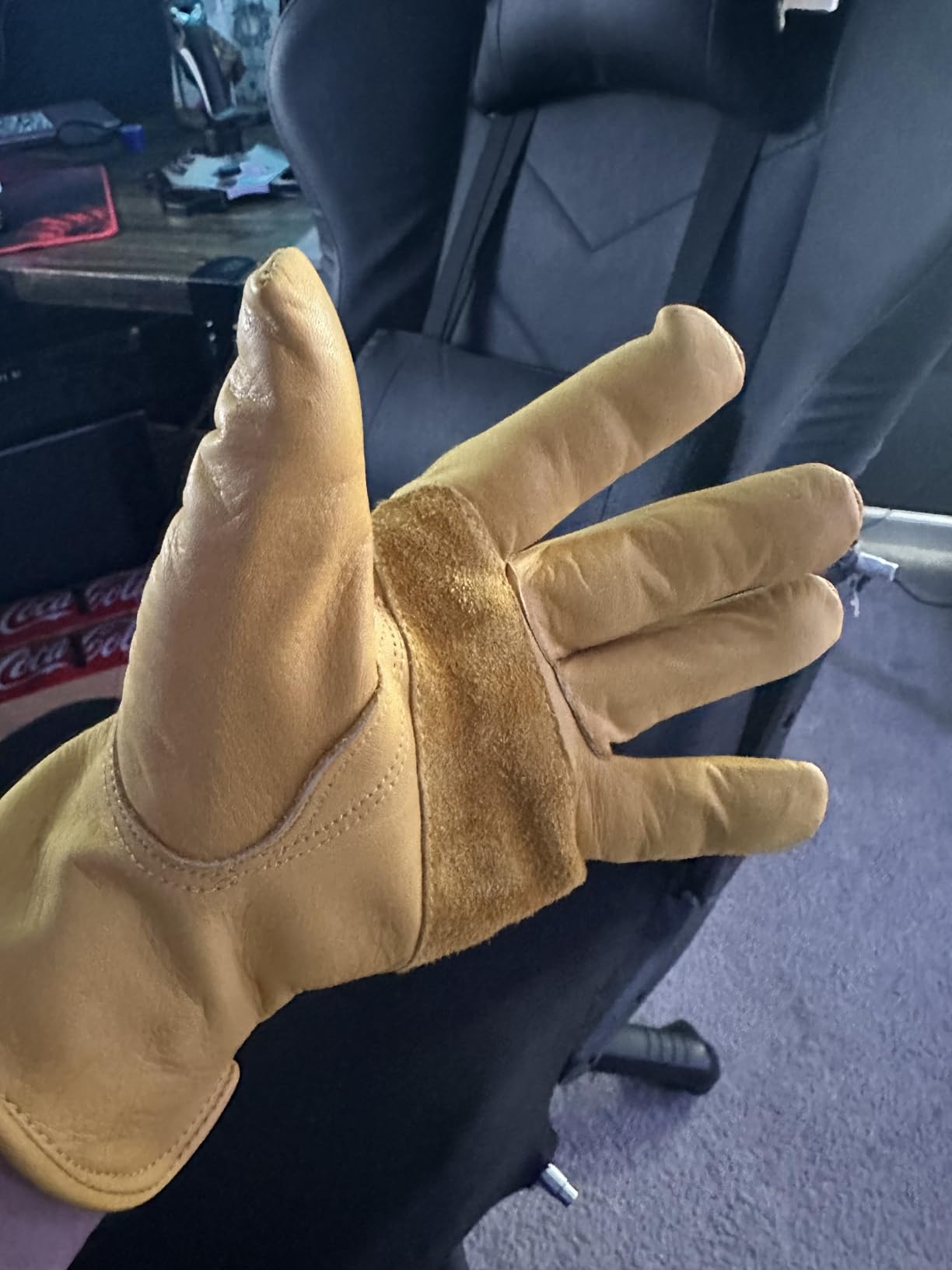 DULFINE Cowhide Leather Work Gloves for Men, Reinforced Durable Gloves, Puncture & Cut Resistant customer photo 1