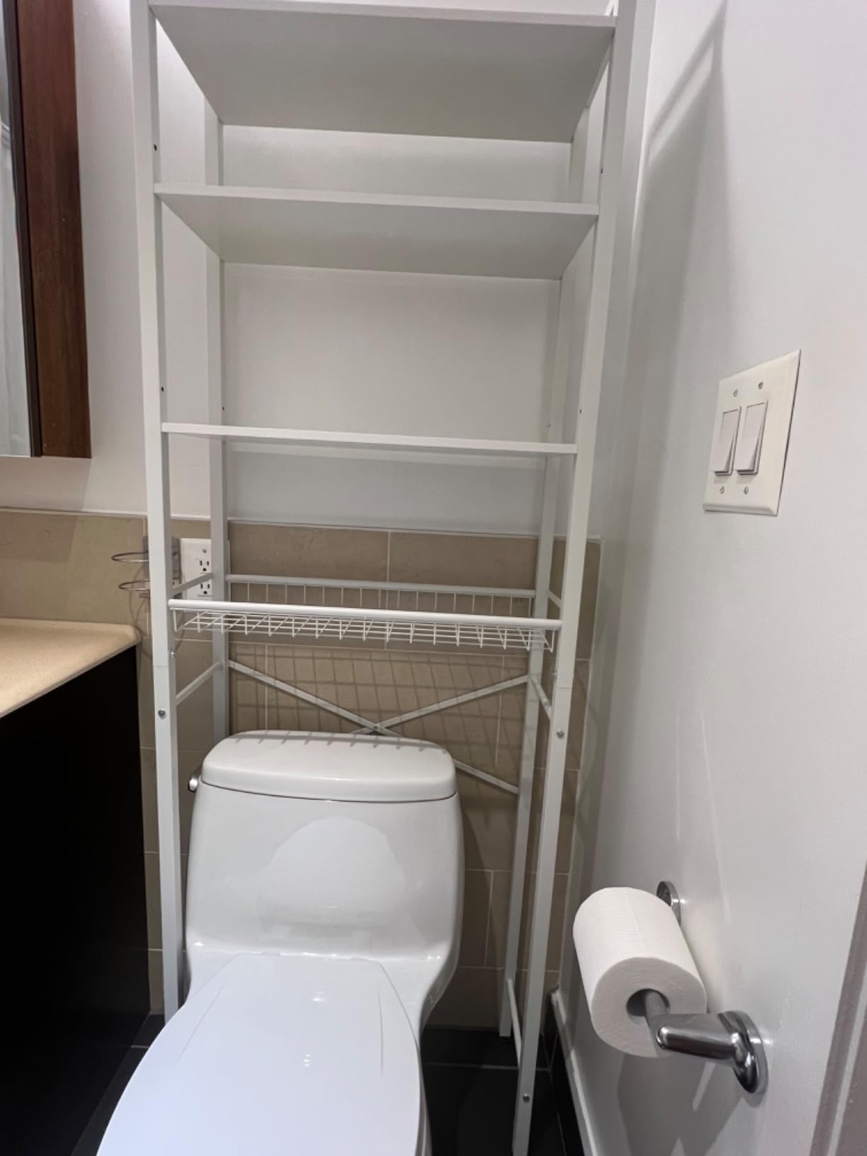 Kalrin Over-The-Toilet Storage Rack, 4-Tier Bathroom Organizer Shelf Over Toilet with Adjustable Shelf and Basket, Freestanding Space Saver Bathroom Shelves Above Toilet for Room (Vintage Brown) customer photo 1