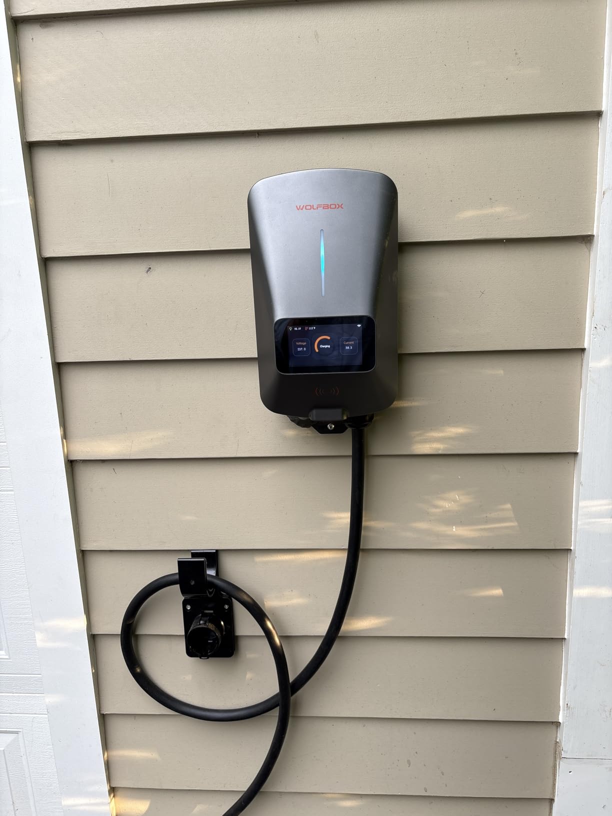 WOLFBOX Level 2 EV Charger 48amp,Hardwired with J1772 Connector,240V(E48) | CSA Certified,Weatherproof(IP66,NEMA4),25FT Cable,Smart APP&RFID Card control,Wi-Fi Enabled,11.5KW customer photo 1