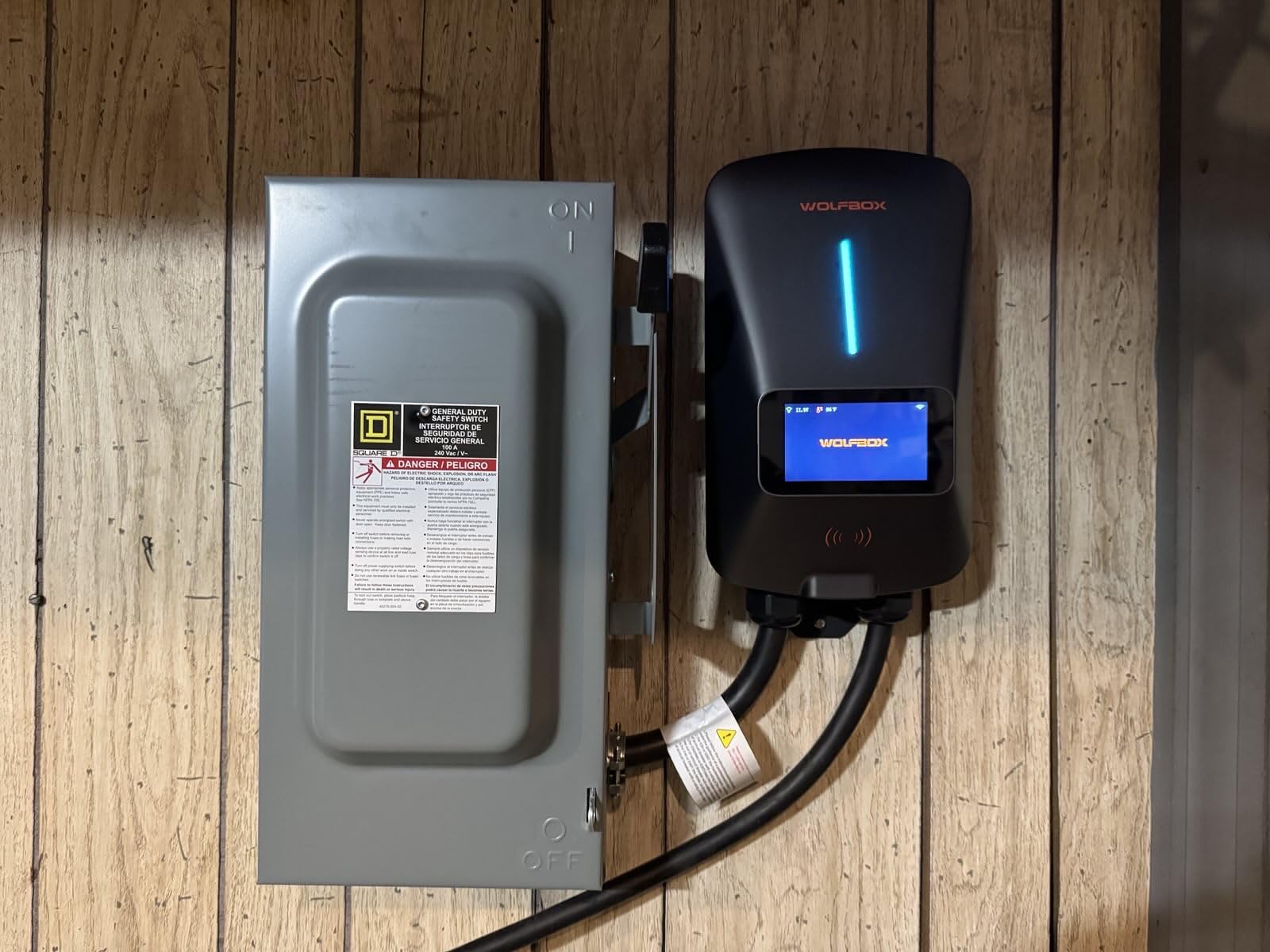 WOLFBOX Level 2 EV Charger 48amp,Hardwired with J1772 Connector,240V(E48) | CSA Certified,Weatherproof(IP66,NEMA4),25FT Cable,Smart APP&RFID Card control,Wi-Fi Enabled,11.5KW customer photo 2