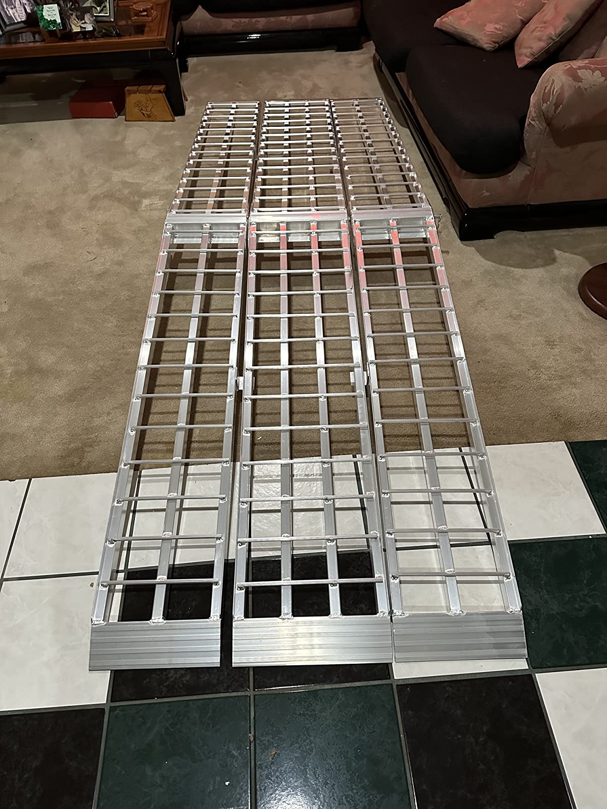 Black Widow Aluminum Arched Folding Motorcycle Ramp, 1,500 lb, 9 Ft x 38 in | 3-Piece Arched Deck Clears the Belly to Prevent Scraping customer photo 1