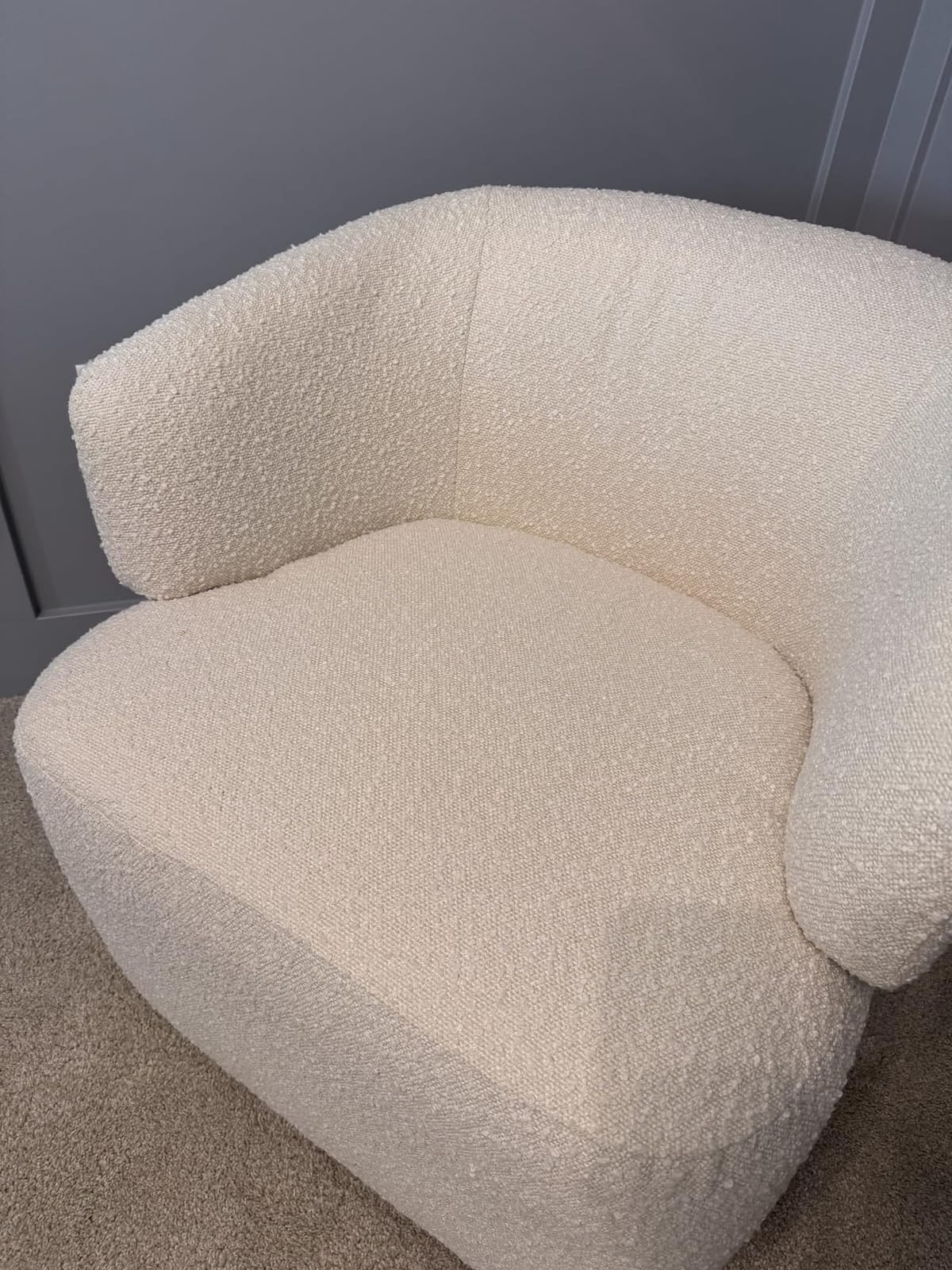 SOFTHION Swivel Accent Chair, Sherpa Teddy Barrel Chair, Beige Cream White | Cozy Round Boucle Arm Chair with Curve Back and Soft Cushion, 360° Swivel, Metal Base for Living Room, Club Nursery,Bedroom customer photo 1