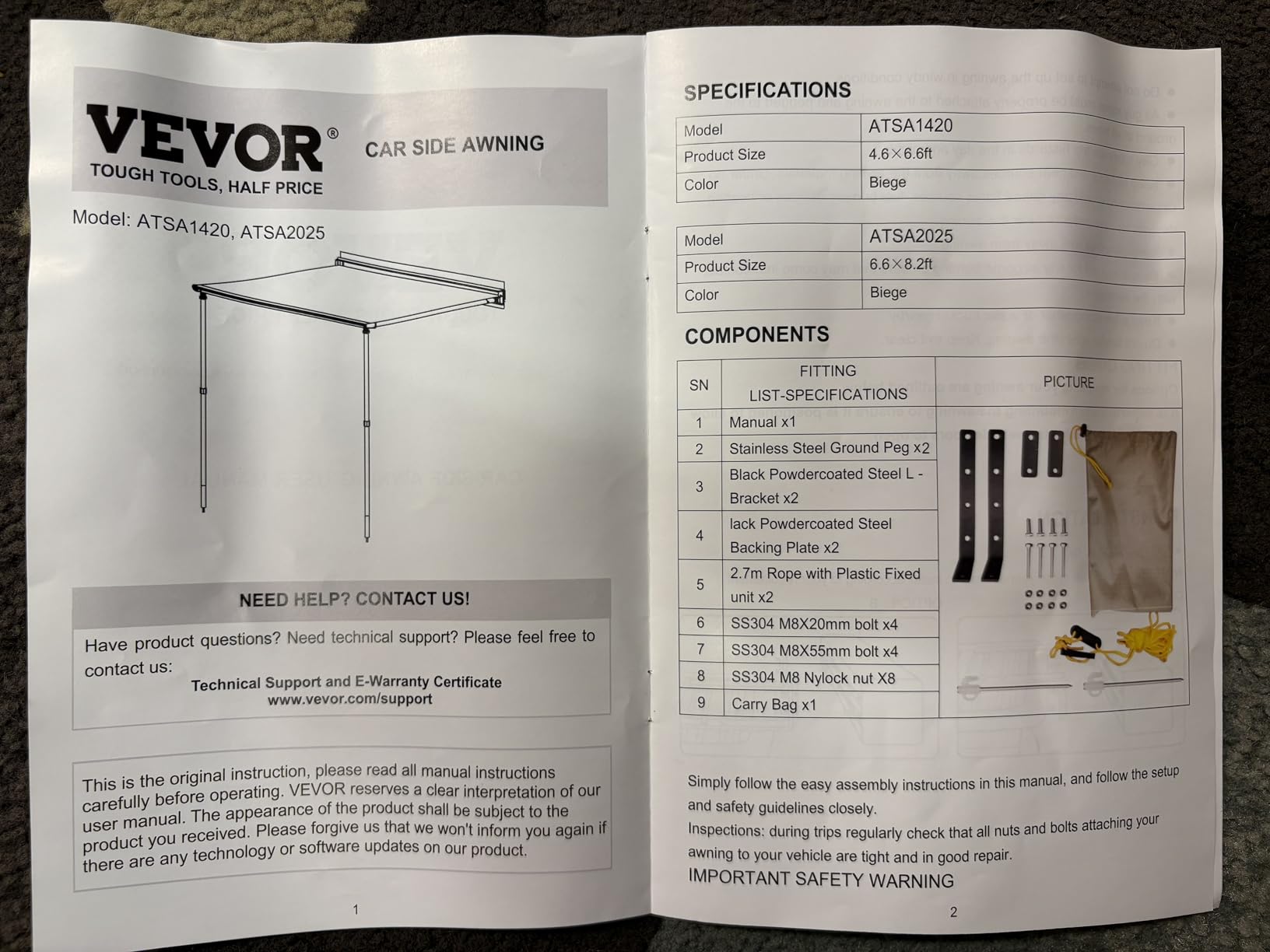 VEVOR Vehicle Awning 6.6'x8.2' Roof Rack Pull-Out Sun Shade UV50+ PU3000mm, Retractable Weatherproof 4x4 Side Awning for SUV Outdoor Camping & Overland (Hardware Included), w/Waterproof Storage Bag customer photo 1