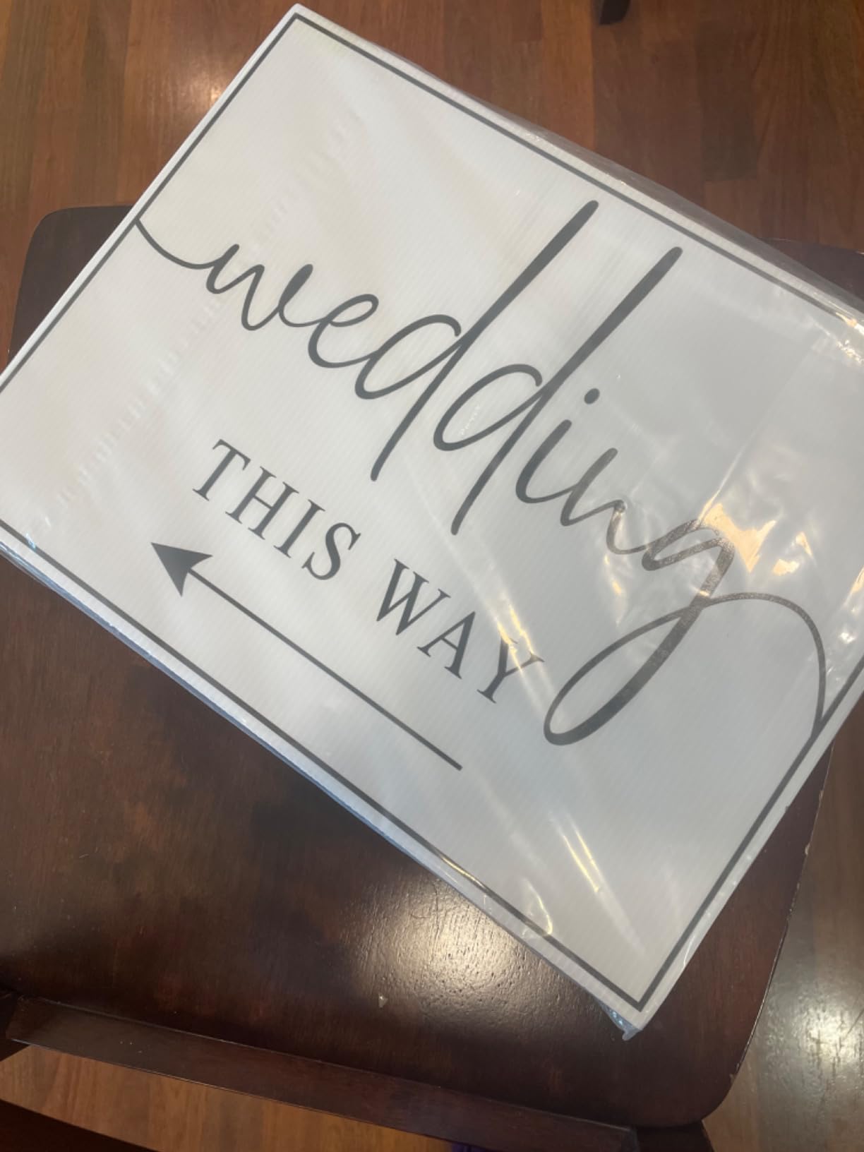 Wedding Direction Arrow Signs 3-Pack - Double-Sided Printed This Way Signs with Metal Stakes for Wedding Ceremony and Reception - 17