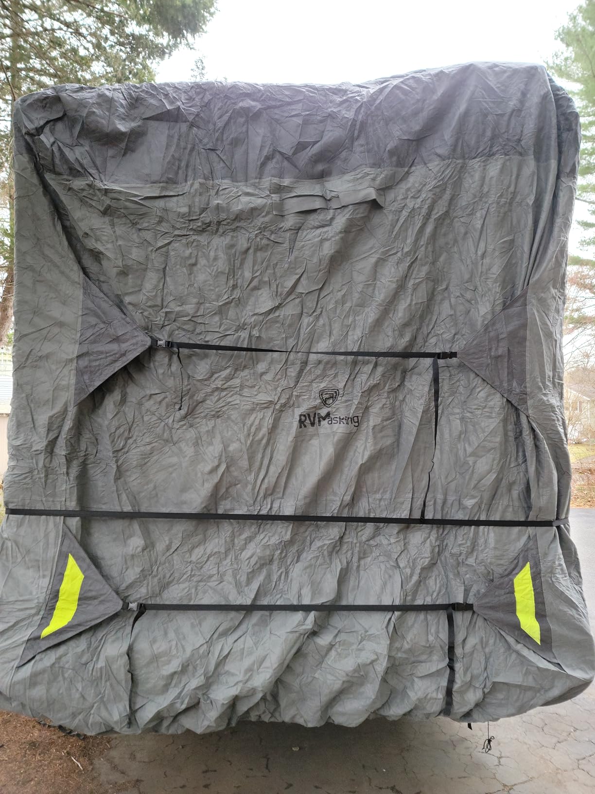 RVMasking Travel Trailer RV Cover, 9-Layer Heavy Duty Waterproof, 28-31ft | Dark Gray Camper Cover for Toy Hauler, Windproof, UV resistant, 3Pcs Reinforced Straps, Tongue Jack Cover, 4 Tire Covers customer photo 2