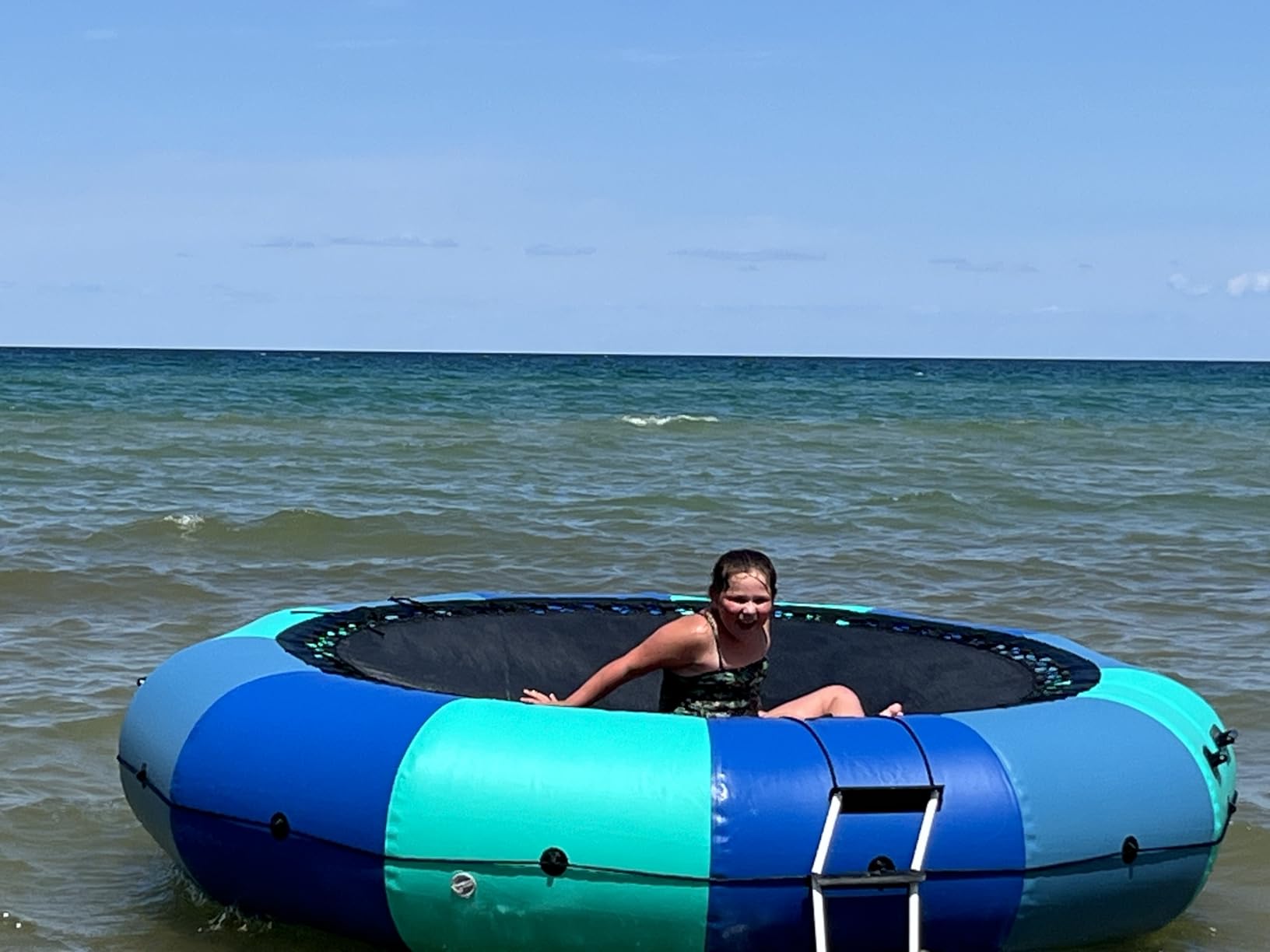 Beyond Marina Inflatable Water Trampoline, 10FT, 12FT, 15FT Inflatabler Water Bouncer for Lake, Pool, Ocean, Blue and Green, Yellow and Orange customer photo 2