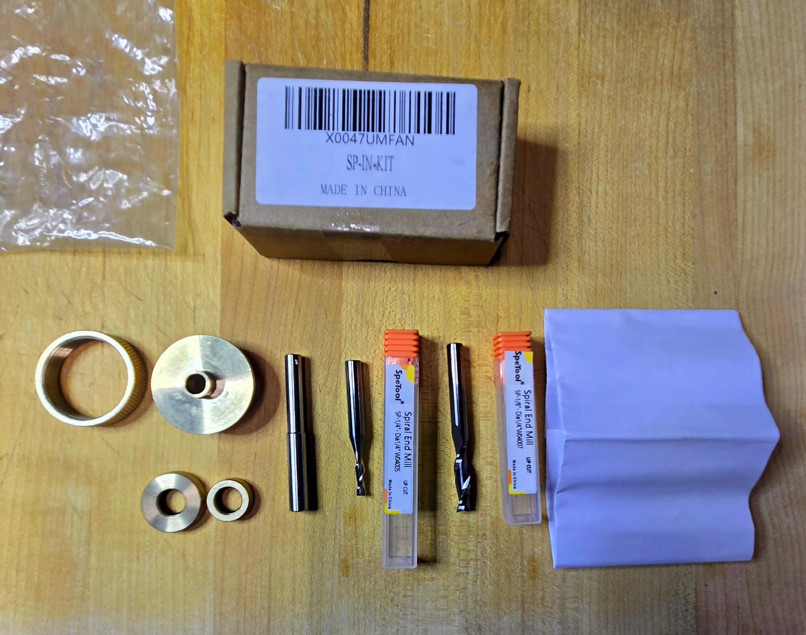 SpeTool Router Inlay Kit, Solid Brass Inlay Bushing Kit Includes 1/8 Inch and 1/4 Inch Cutting Diameter with 1/4 Shank Carbide Spiral Upcut Bit, Router Bushing Guide Set for Wood customer photo 1
