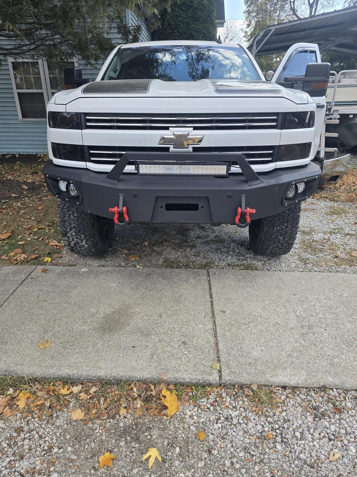 Front Bumper Compatible with 2007-2013 GMC Sierra 1500 | Off-Road Bumper Equipped with Winch Plate, Sensor Holes, License Plate Bracket & D-rings, Black customer photo 1