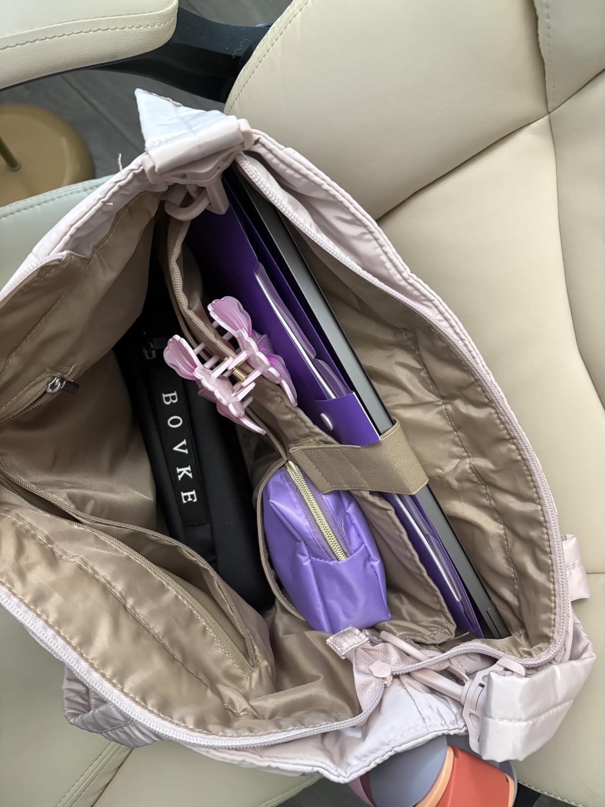 BAGSMART Tote Bag for Women, Lightweight Puffy Tote Bag with Compartments Shoulder Bag Handbag for Travel, Work, Gym customer photo 2