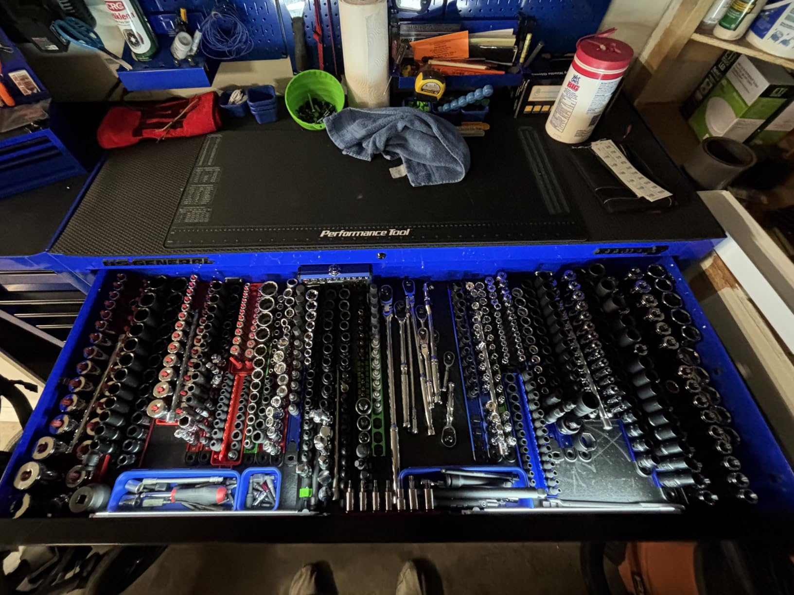 Magnetic Socket Holder Organizer Set: 9-Piece Detachable 1/4, 3/8, 1/2 Socket Trays Socket Organizer for Tool Box Drawer Holds 120-Piece Standard Size Sockets for Automotive Garage(Blue Red Green) customer photo 2