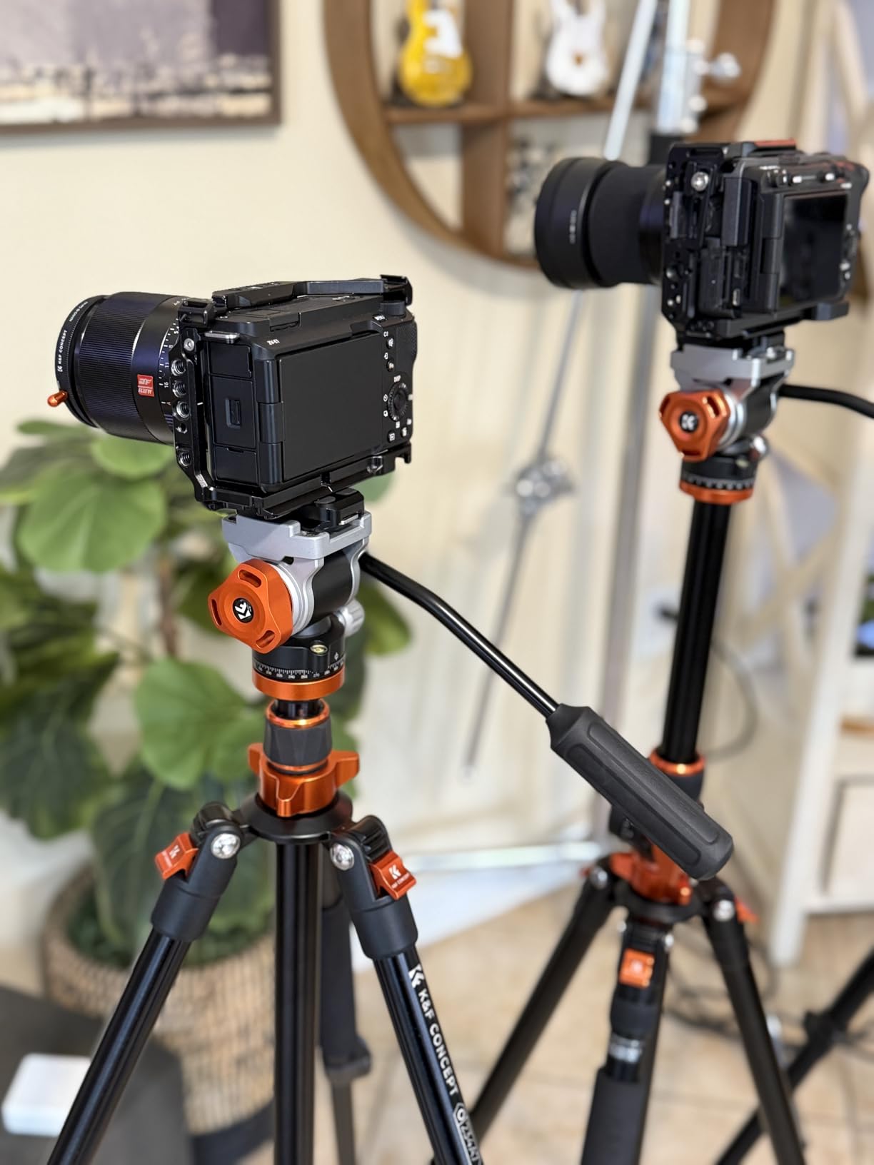 K&F CONCEPT 90''/230cm Horizontal Fluid Head Camera Tripod | Heavy Duty Overhead Shooting Video Tripods, Center Colmun, Detachable Monopod, for Indoor and Outdoor Use T254A7+FH-03 customer photo 1
