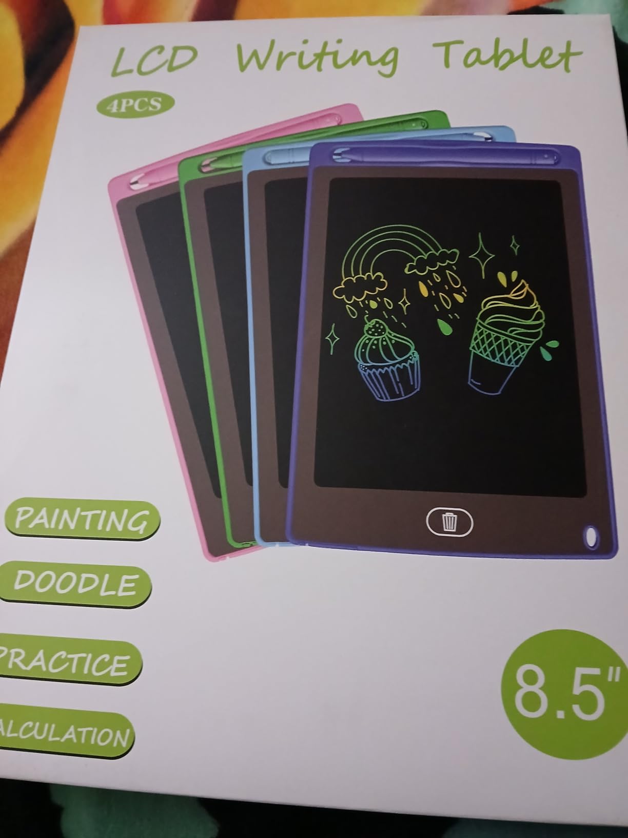 4 Pack LCD Writing Tablet for Kids, 8.5 Inch Colorful Doodle Board Drawing Tablet, Educational Learning Toys Birthday Gifts for Boys Girls Age 3 4 5 6 7 8 customer photo 1